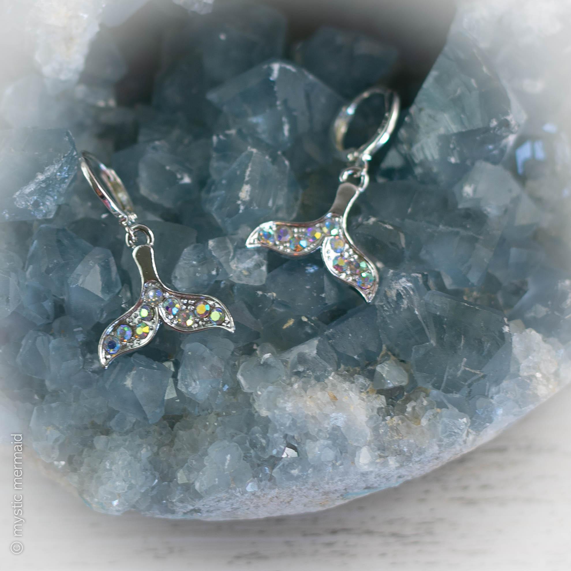 Flow Your Own Way Mermaid Tail 925 Sterling Silver Sleeper Leverback Earrings