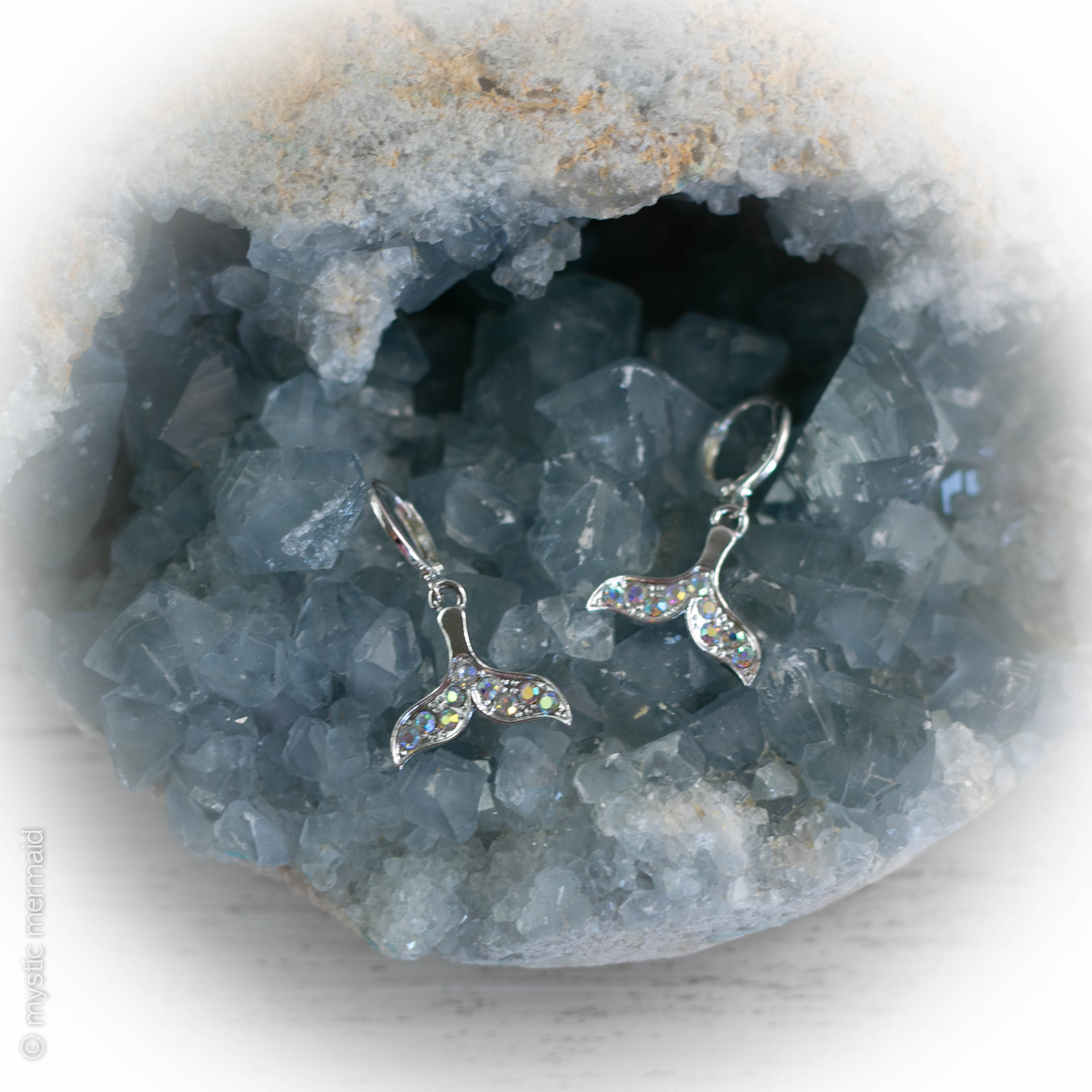 Flow Your Own Way Mermaid Tail 925 Sterling Silver Sleeper Leverback Earrings