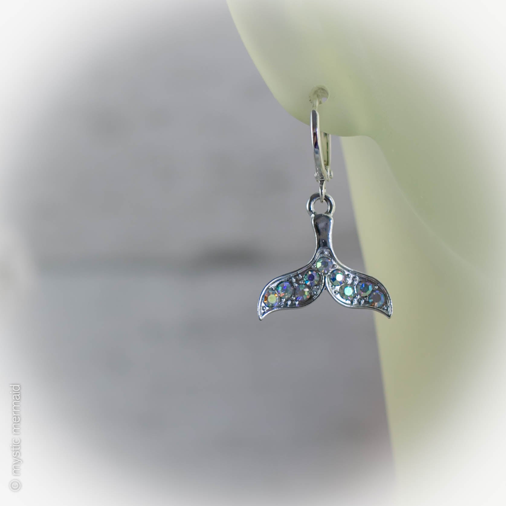 Flow Your Own Way Mermaid Tail 925 Sterling Silver Sleeper Leverback Earrings