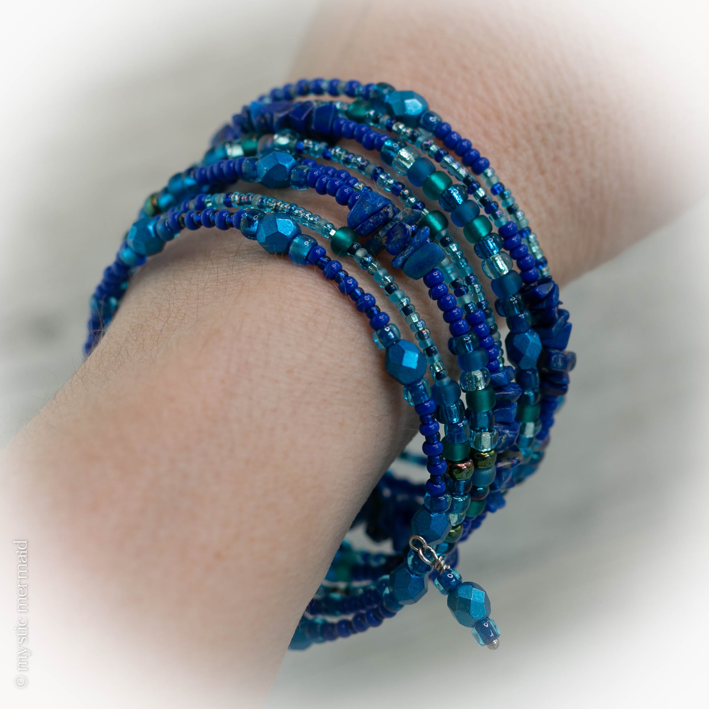 Cobalt Splendour - Lapis Lazuli and Czech Crystal Memory Bracelet