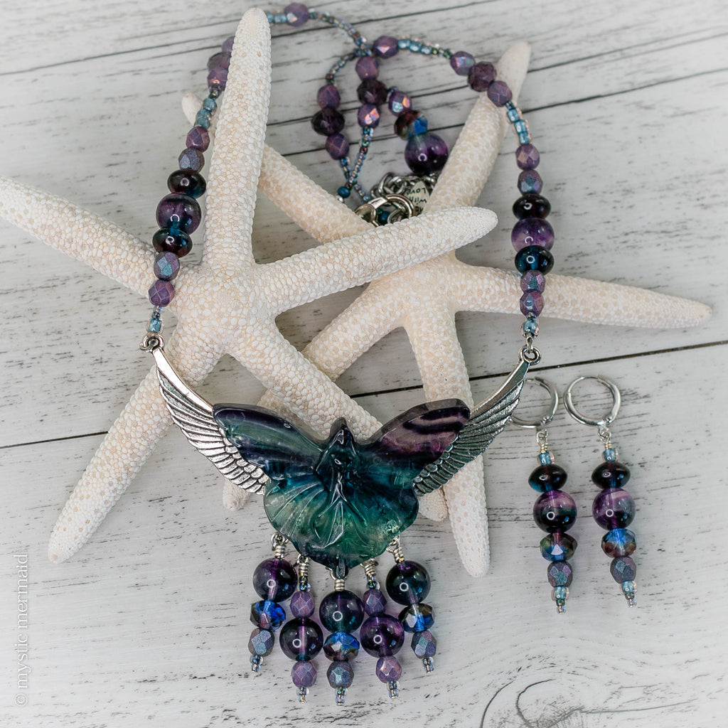 SAVE with Emerged Goddess Rainbow Fluorite Necklace and Earring Bundle
