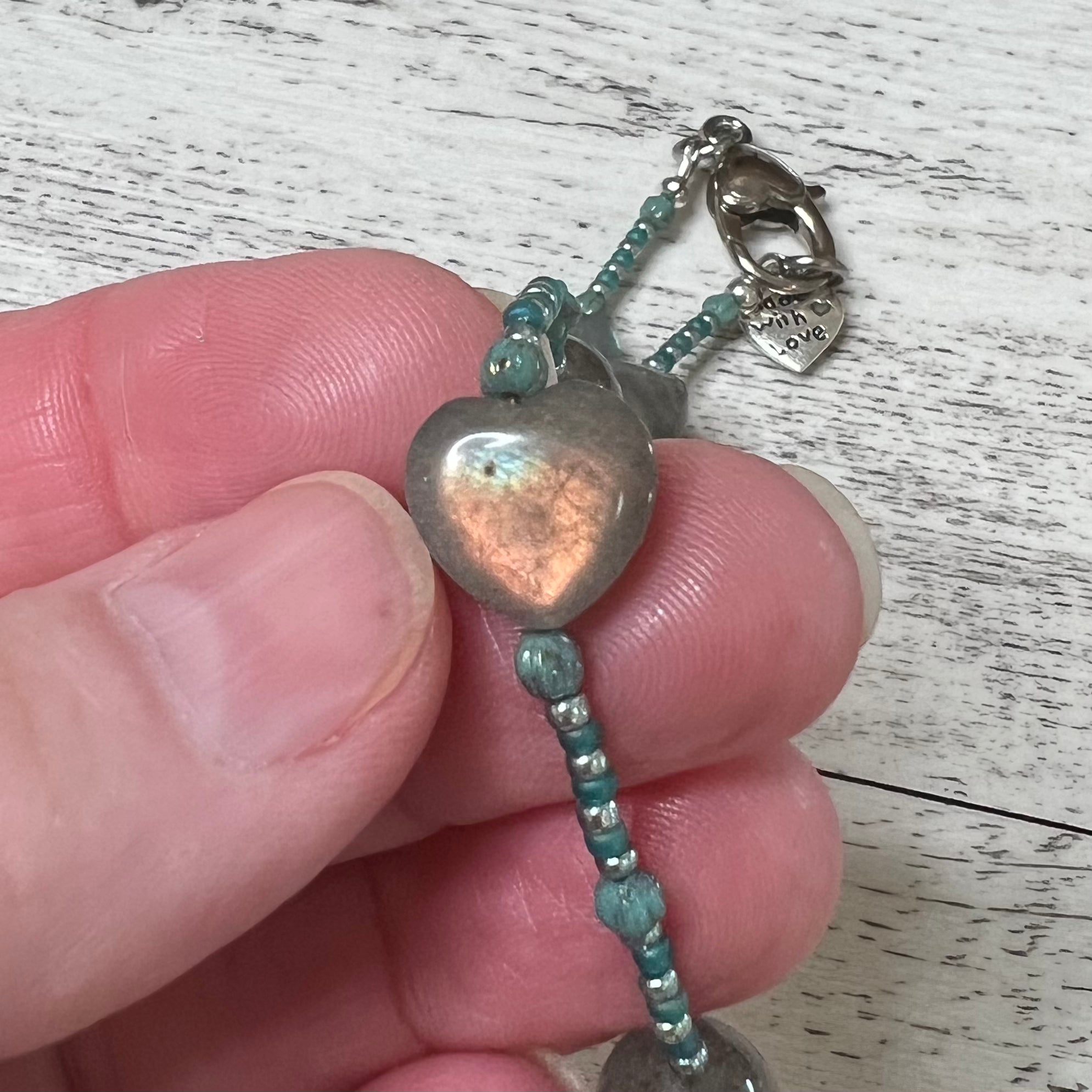 Free to Fly Angel Wing Labradorite Crystal Heart Necklace