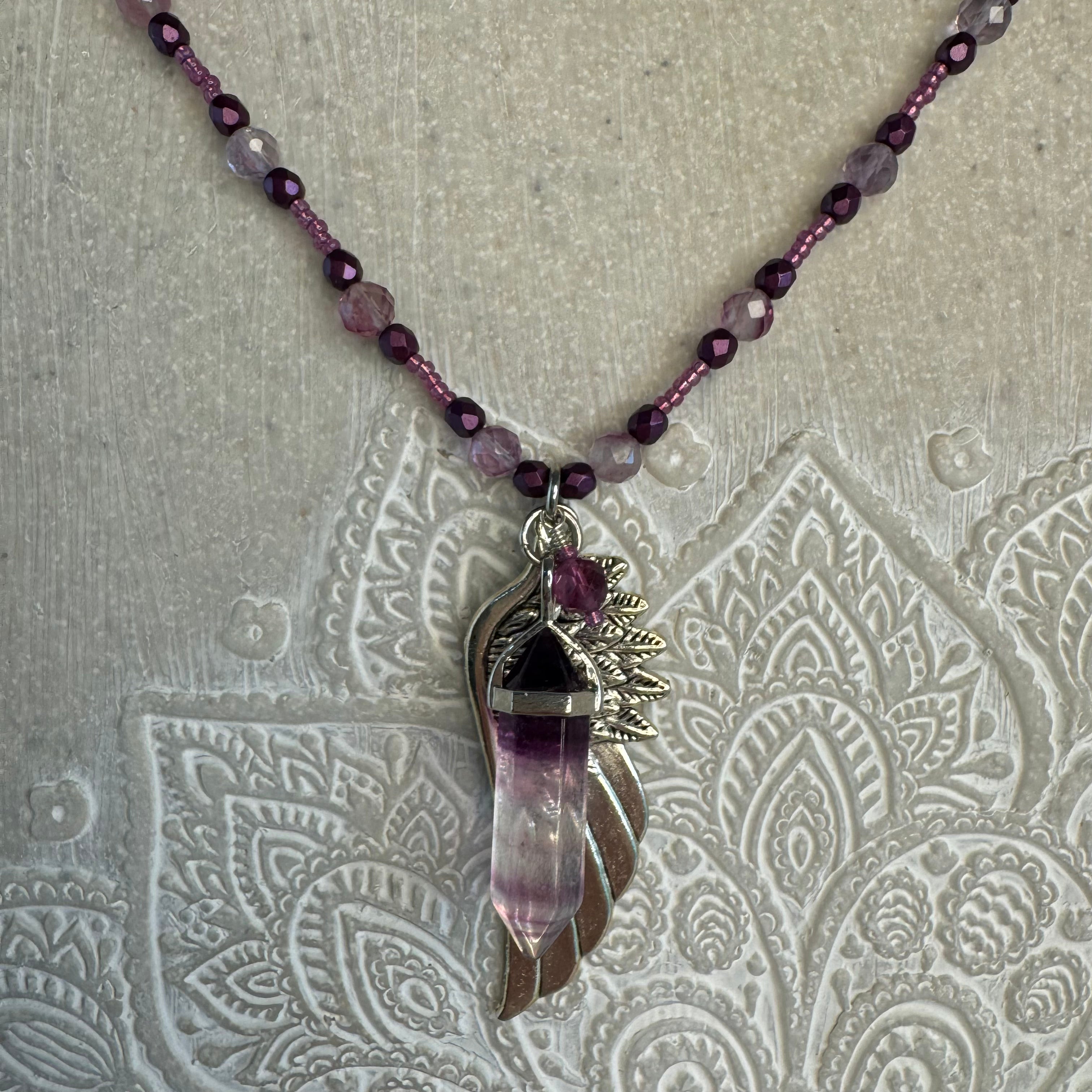 Purple Fluorite Angel Point Necklace