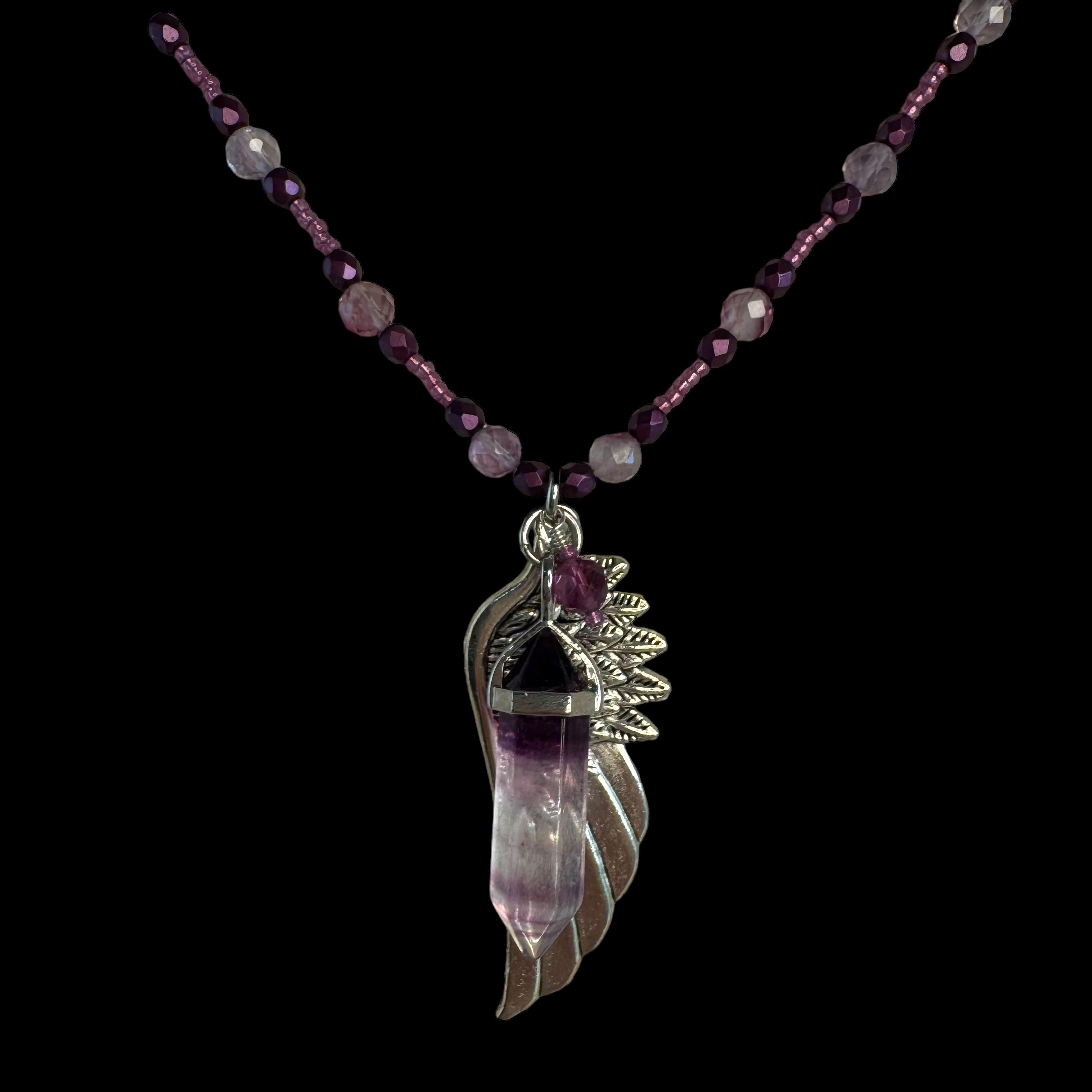 Purple Fluorite Angel Point Necklace