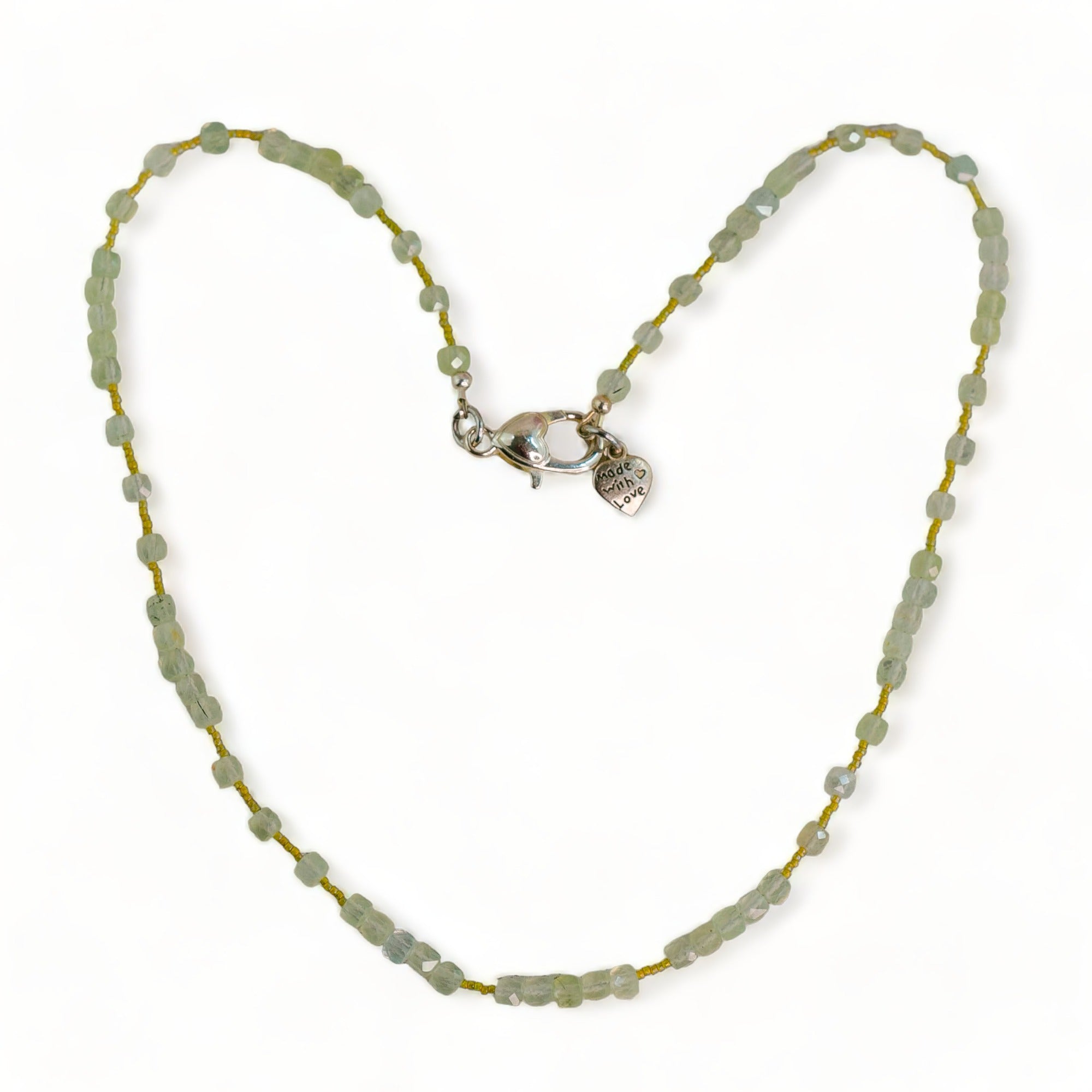 Prehnite Square Faceted Crystal Necklace