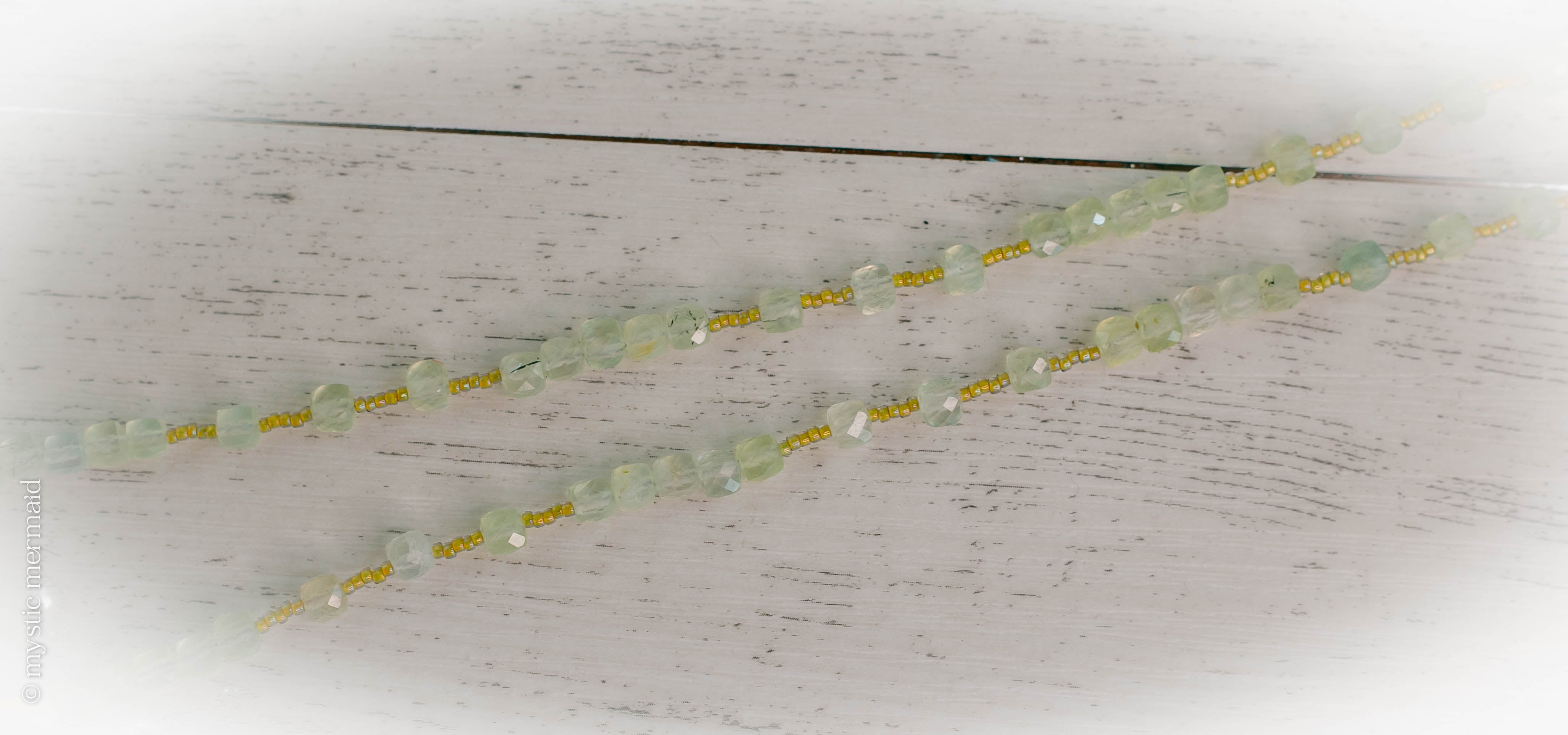 Prehnite Square Faceted Crystal Necklace