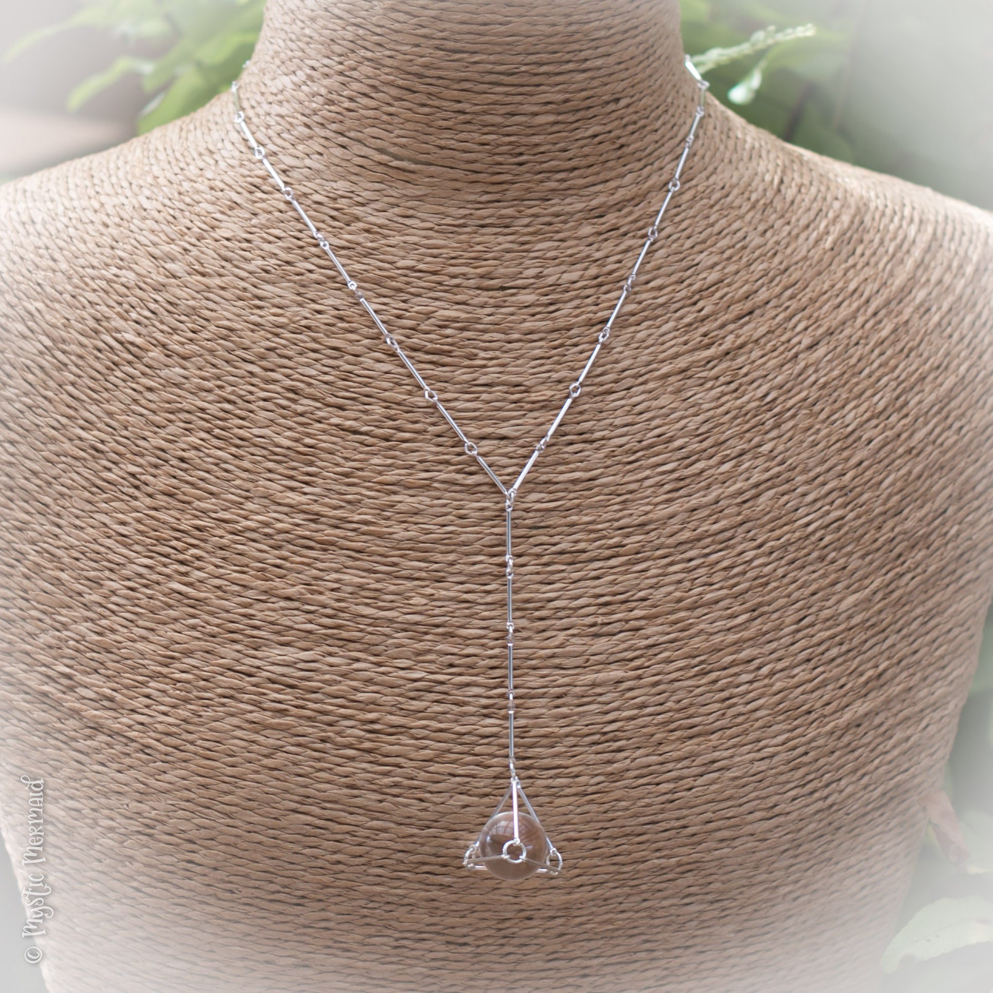 Quartz Crystal Sphere Sacred Geometry Sterling silver necklace