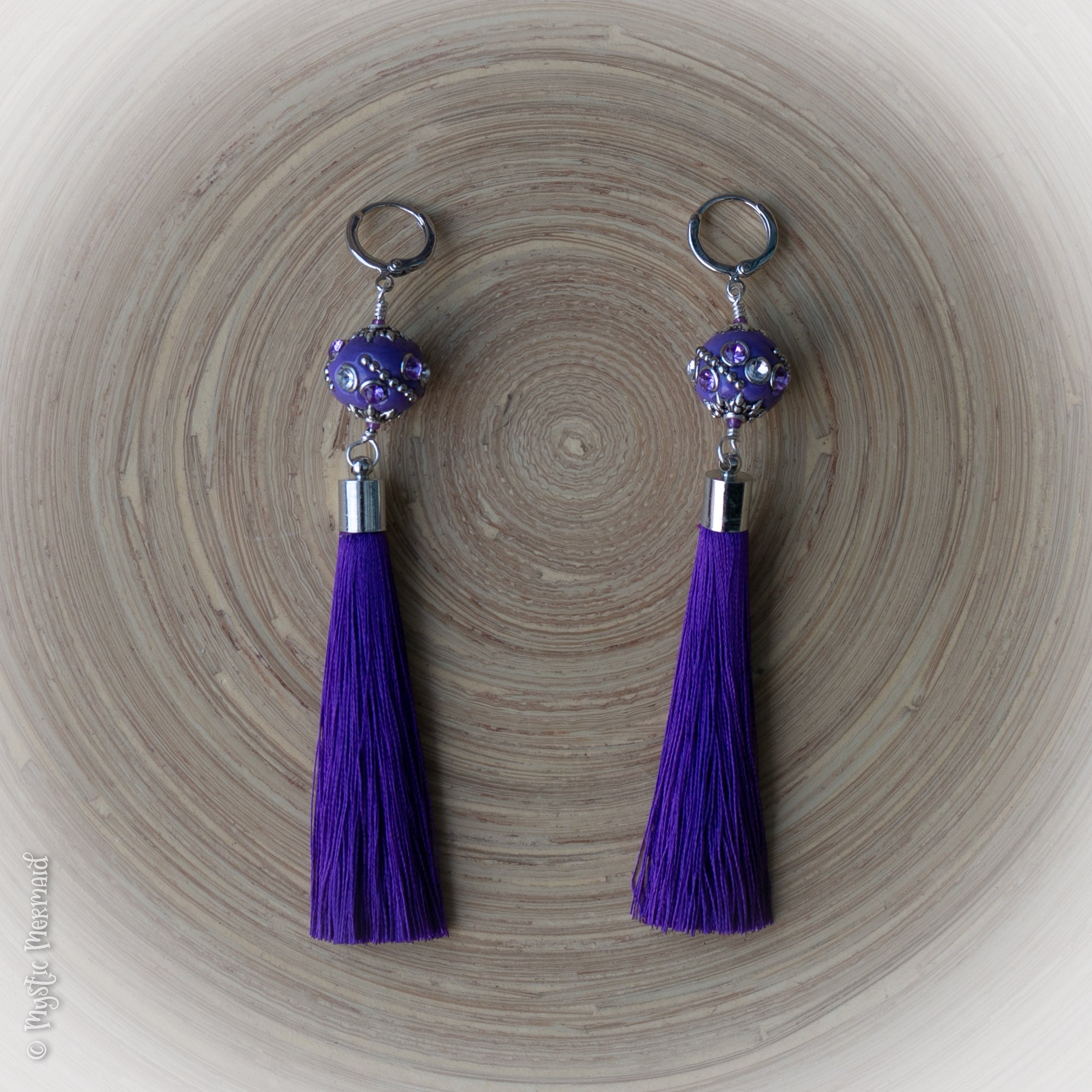Purple Rain – Turkish Silk & Stainless Steel Leverback earrings