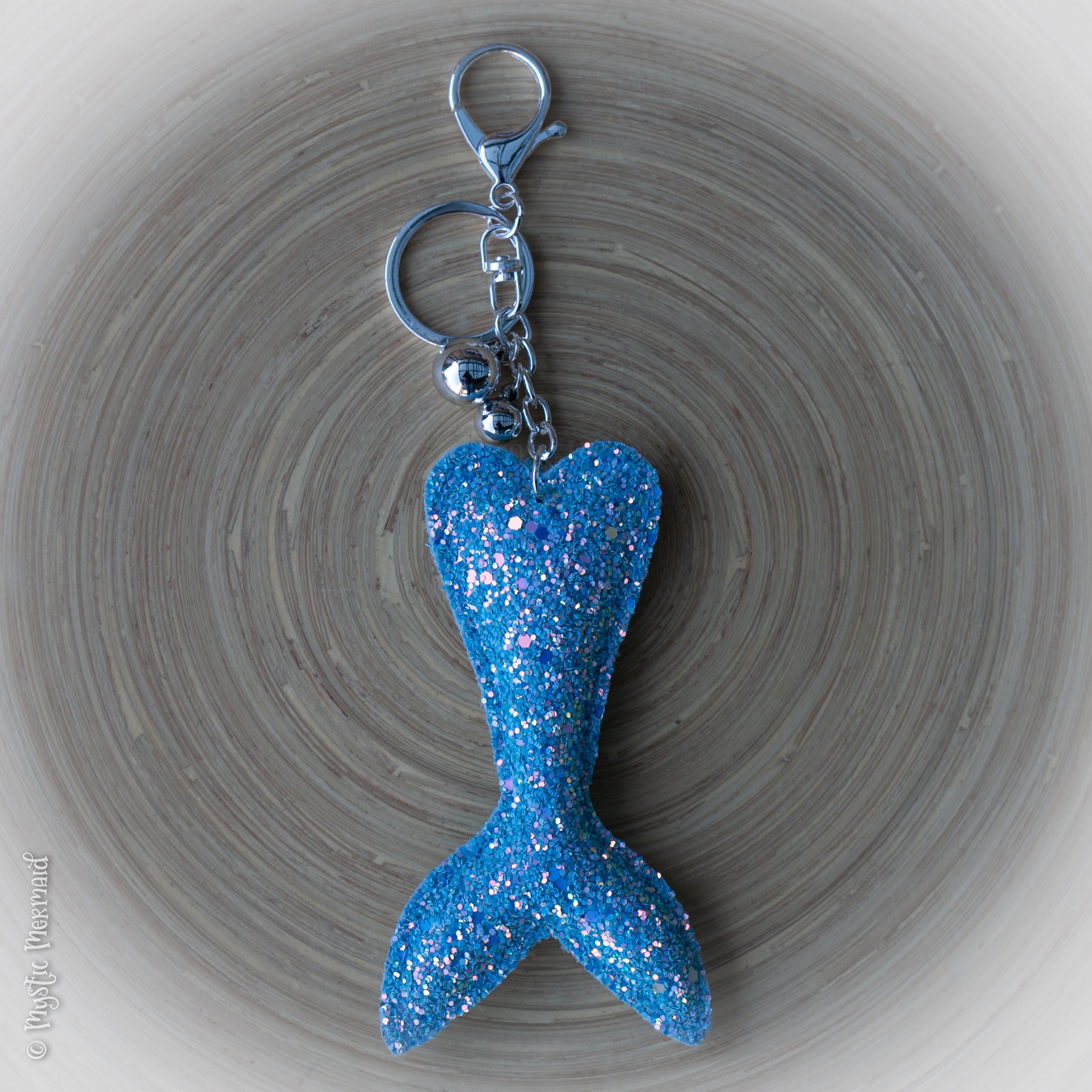 Love the Swim you are in, Blue Aqua Sparkle Mermaid Tail Bag Charm