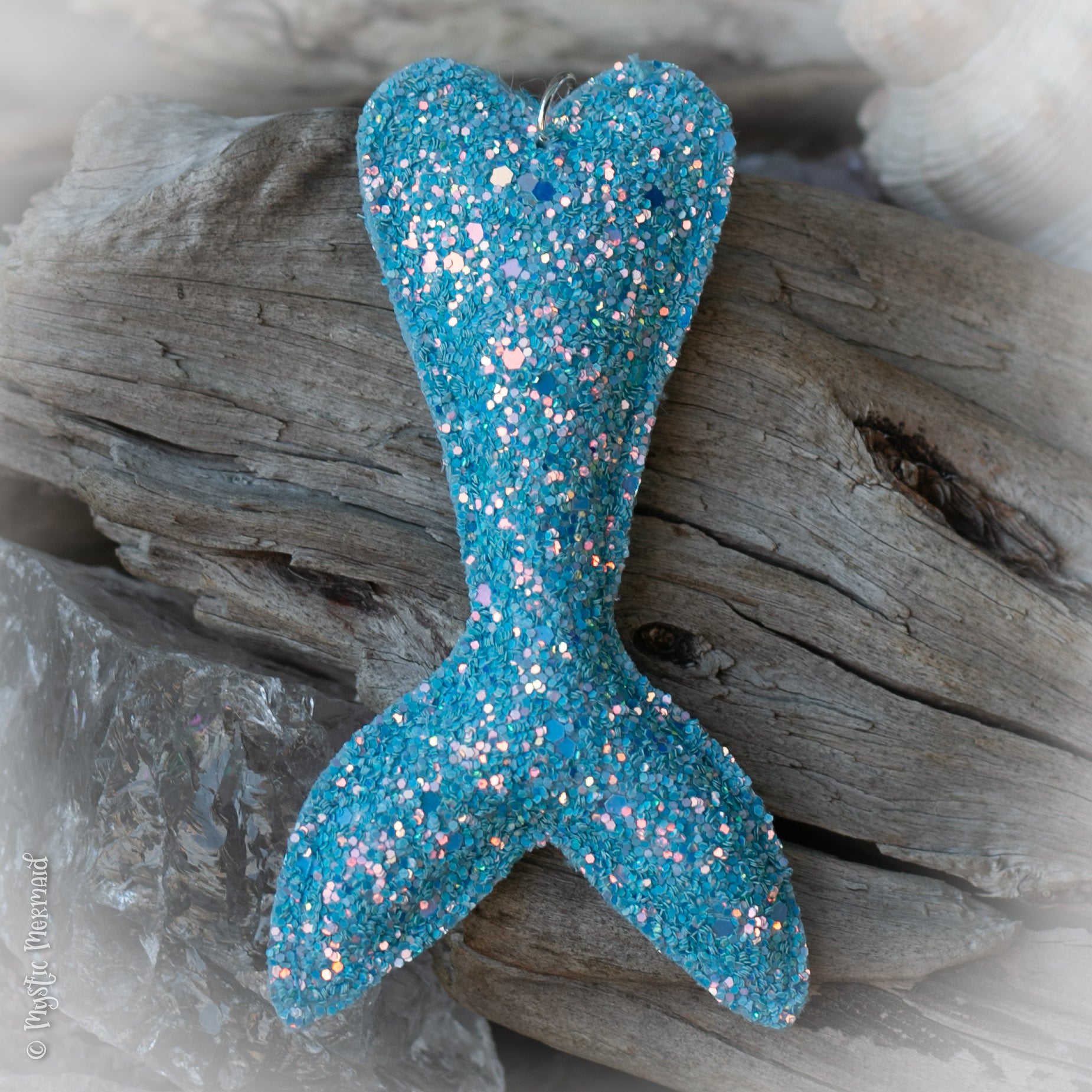 Love the Swim you are in, Blue Aqua Sparkle Mermaid Tail Bag Charm