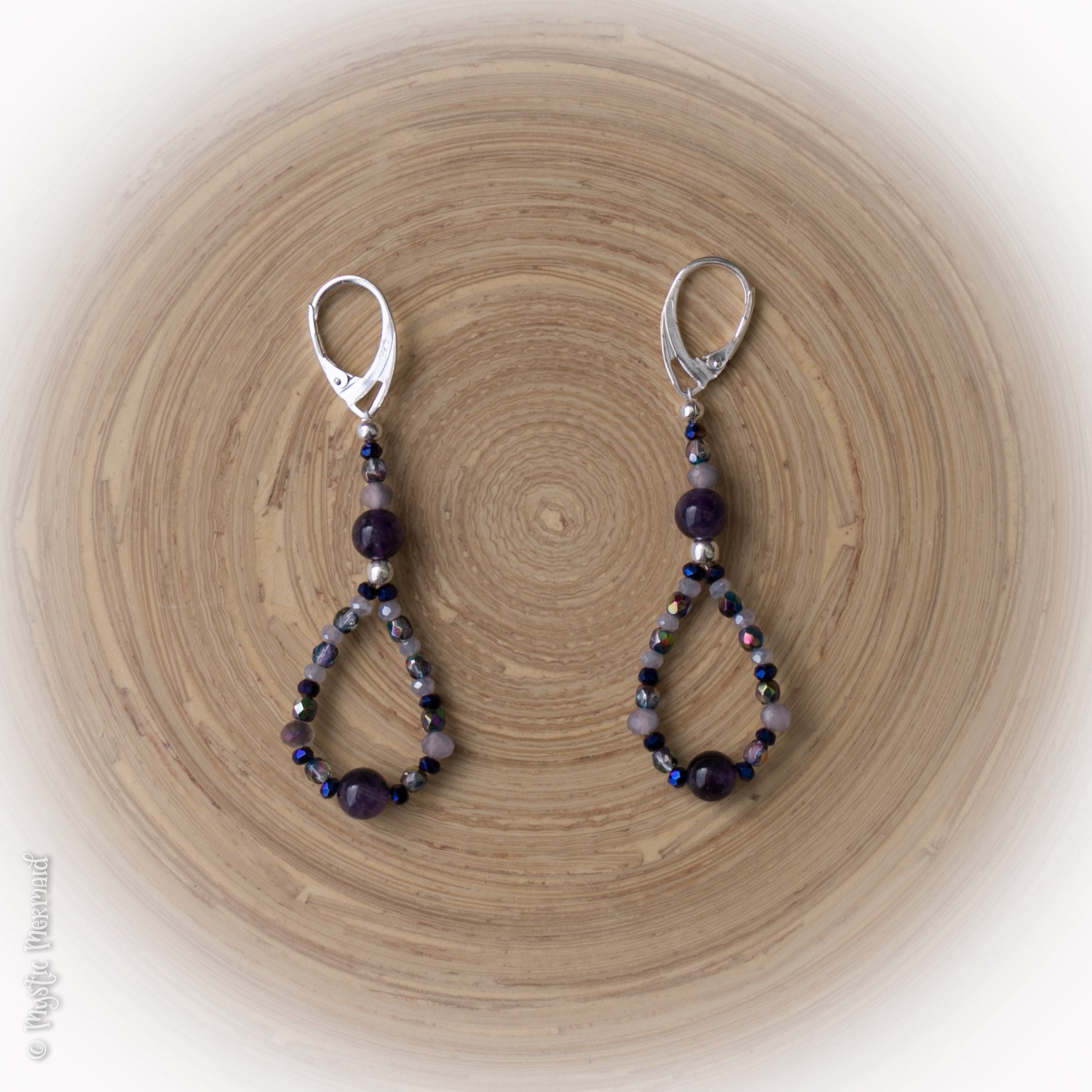 High Grade Amethyst and Czech crystal 925 Sterling Silver Earrings