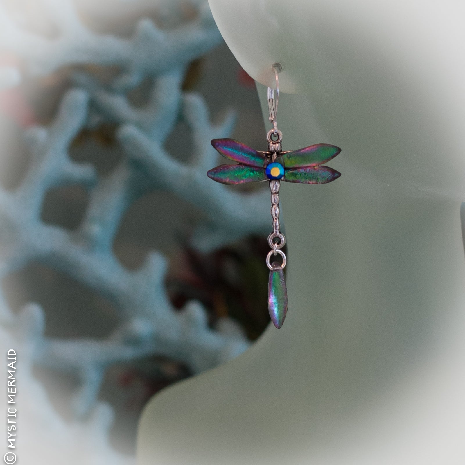 Dragonfly Bliss Czech Crystal Feature Wing 925 Sterling Silver Leverback Earrings