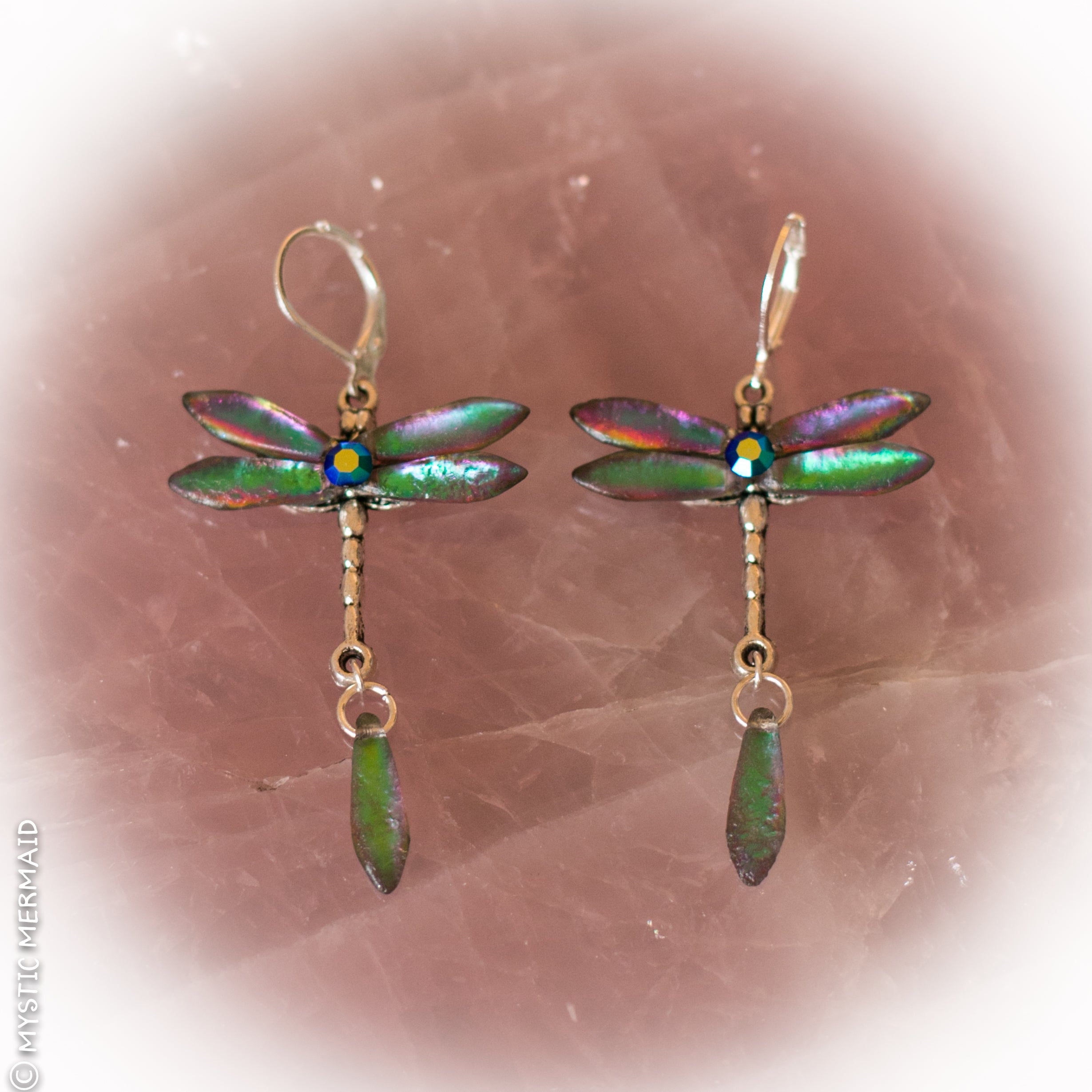 Dragonfly Bliss Czech Crystal Feature Wing 925 Sterling Silver Leverback Earrings