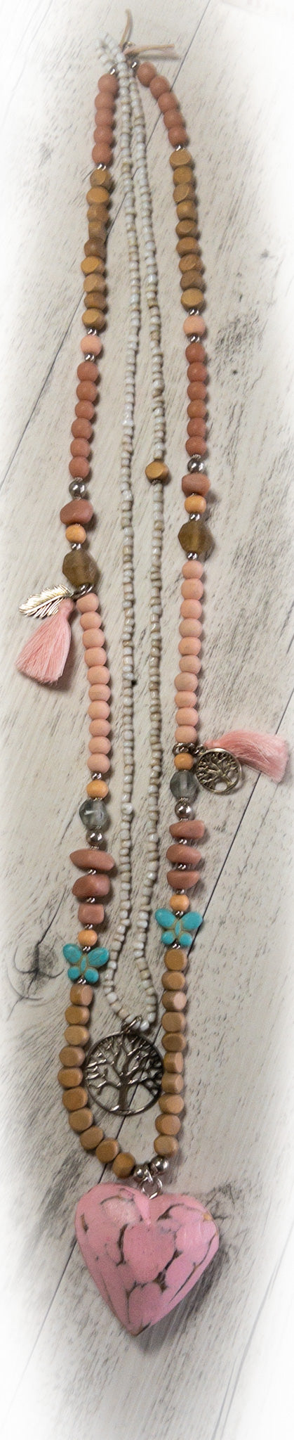 Pink Bohemian Love Necklace