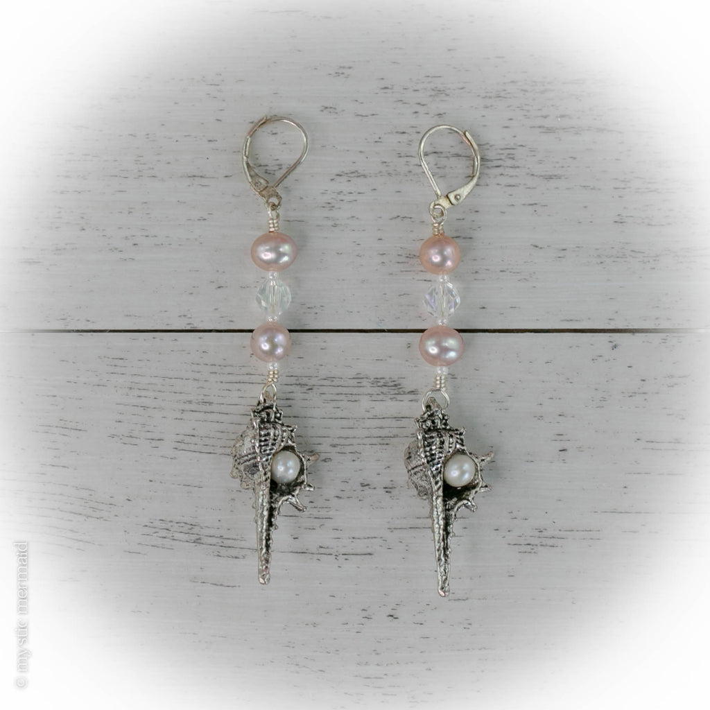 Aphrodite's Light - Pearl and crystal 925 Sterling Silver Leverback Earrings