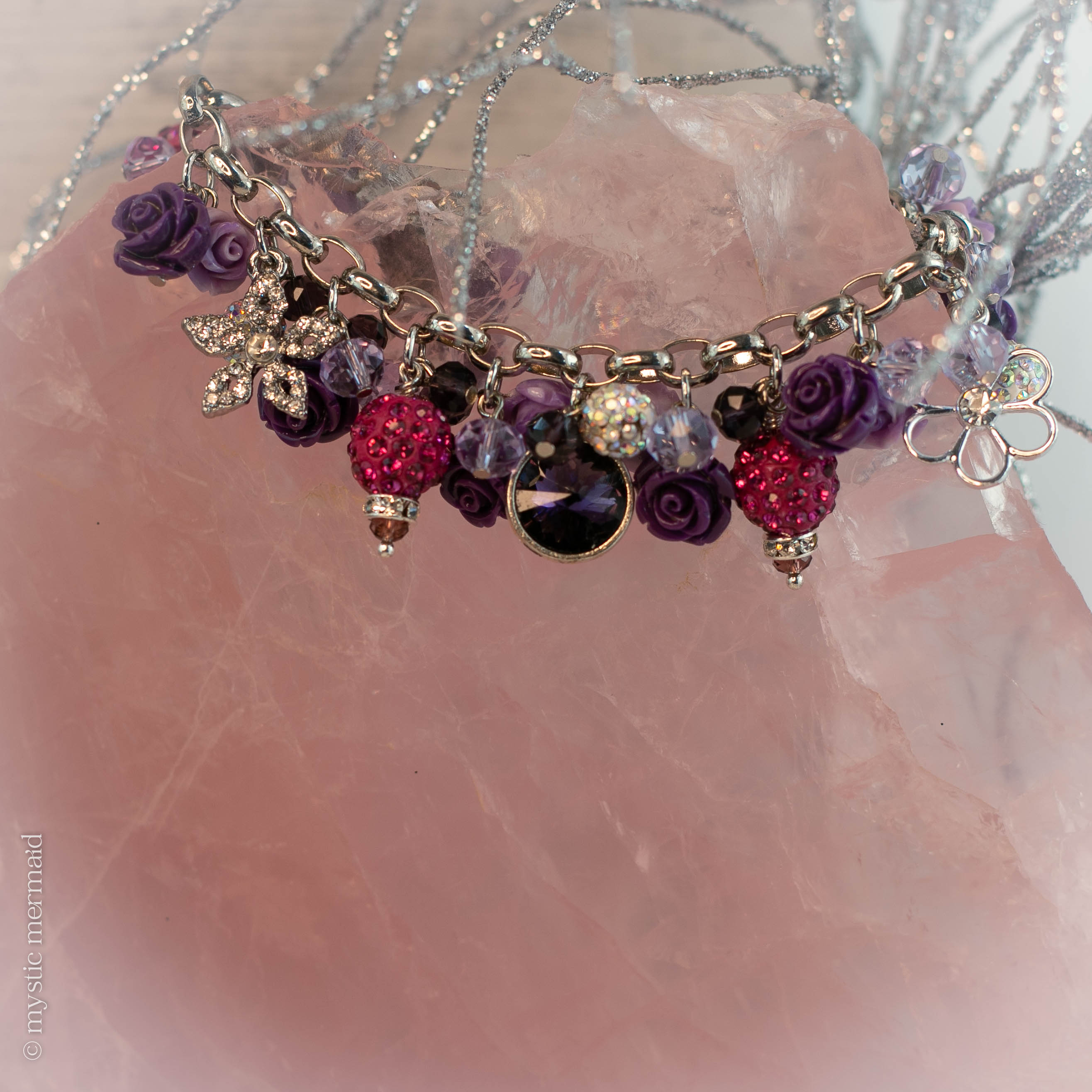 Sparkles on your Blossoms - Purple and Fuchsia In Full Bloom Bracelet