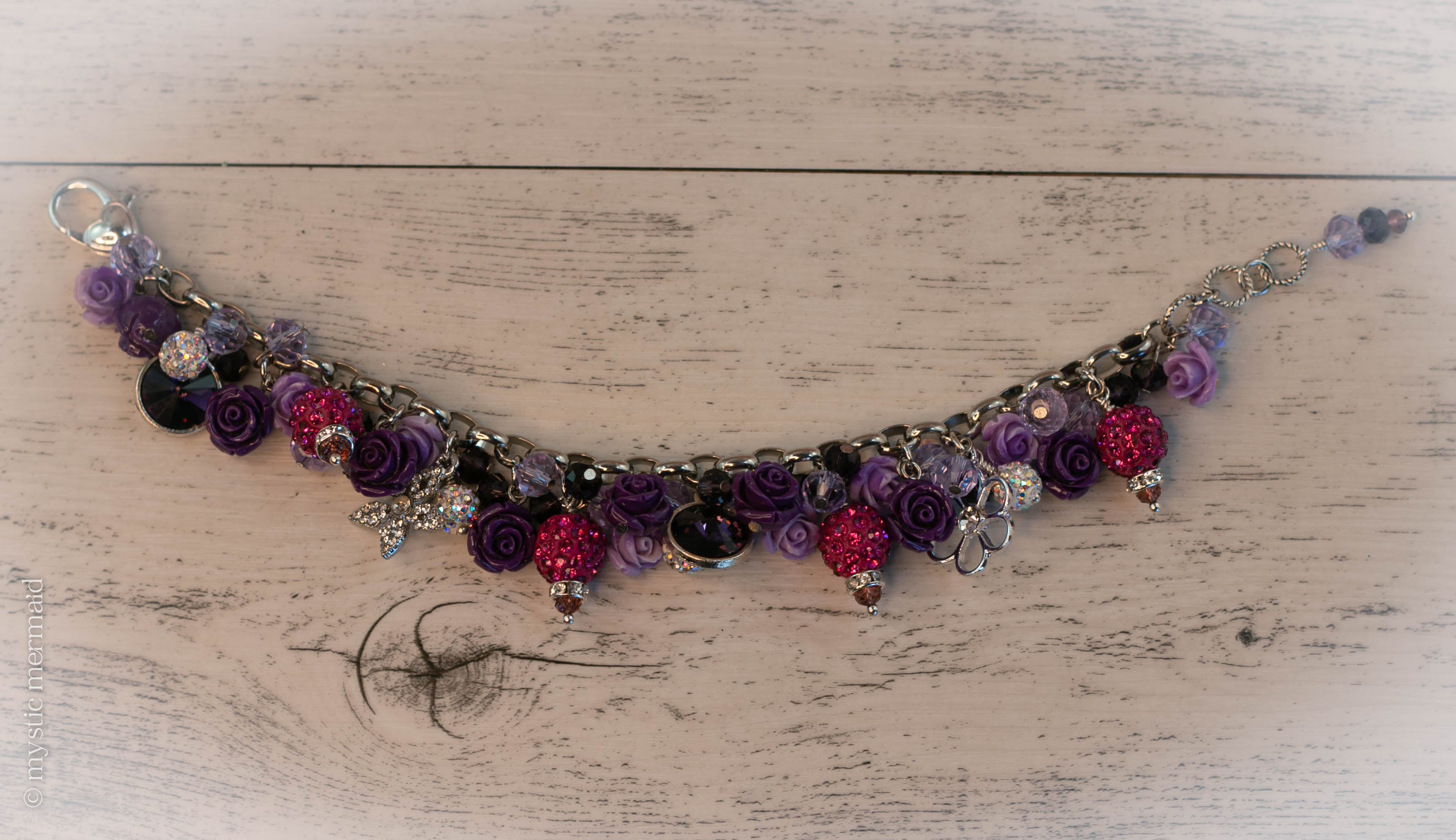 Sparkles on your Blossoms - Purple and Fuchsia In Full Bloom Bracelet