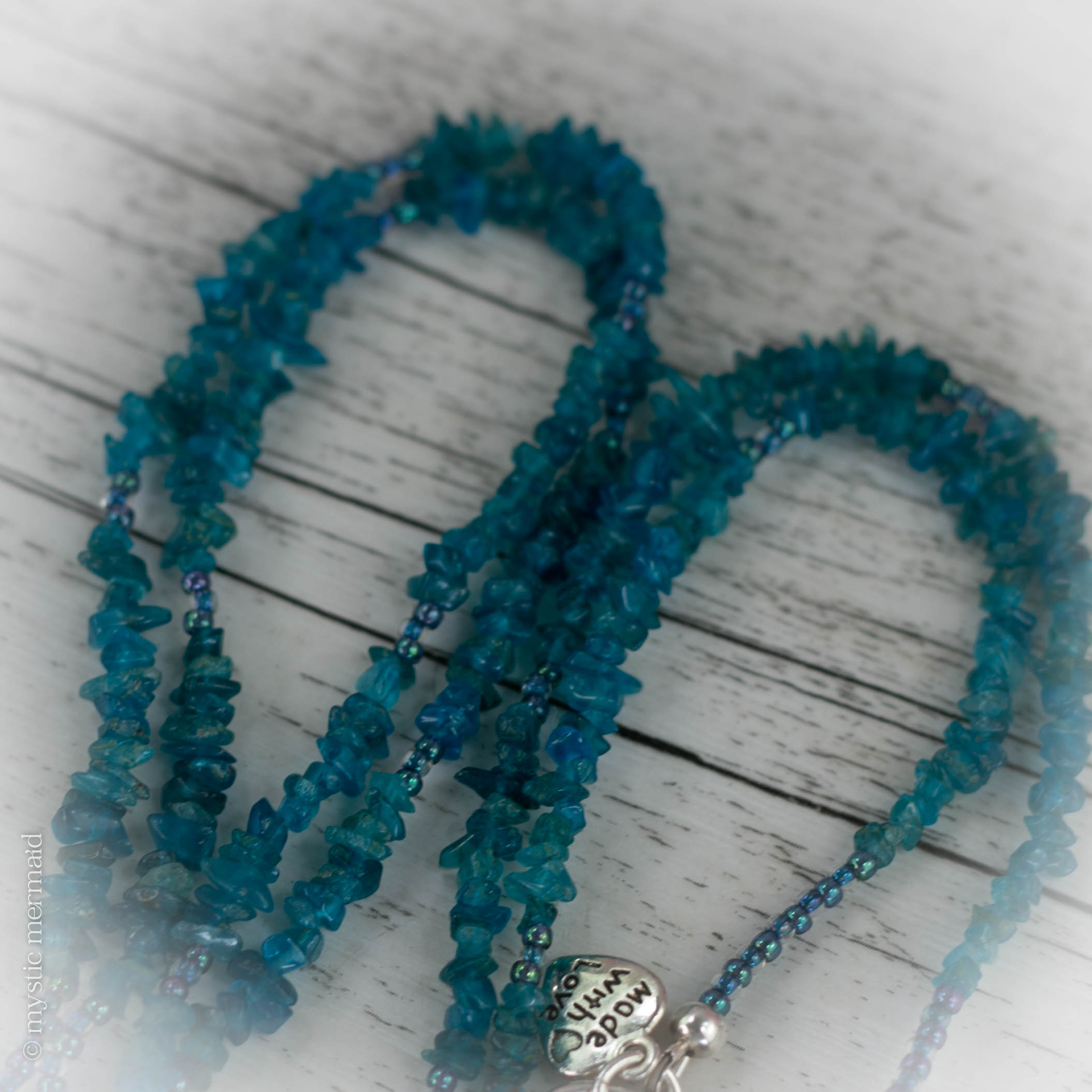 Gemmy Blue Apatite Rose Feature OOAK necklace