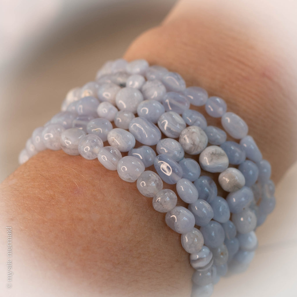 Blue Lace Agate Pebble Bracelets