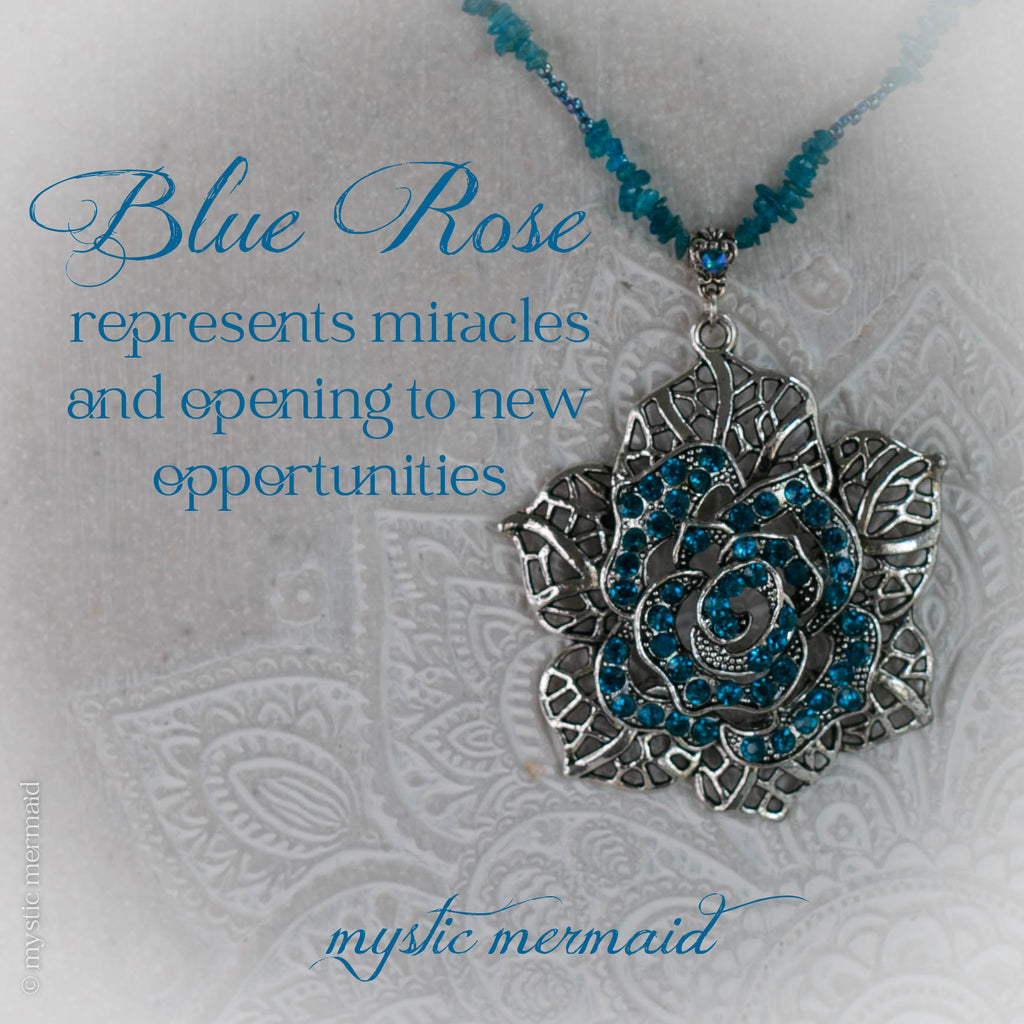 Gemmy Blue Apatite Rose Feature OOAK necklace
