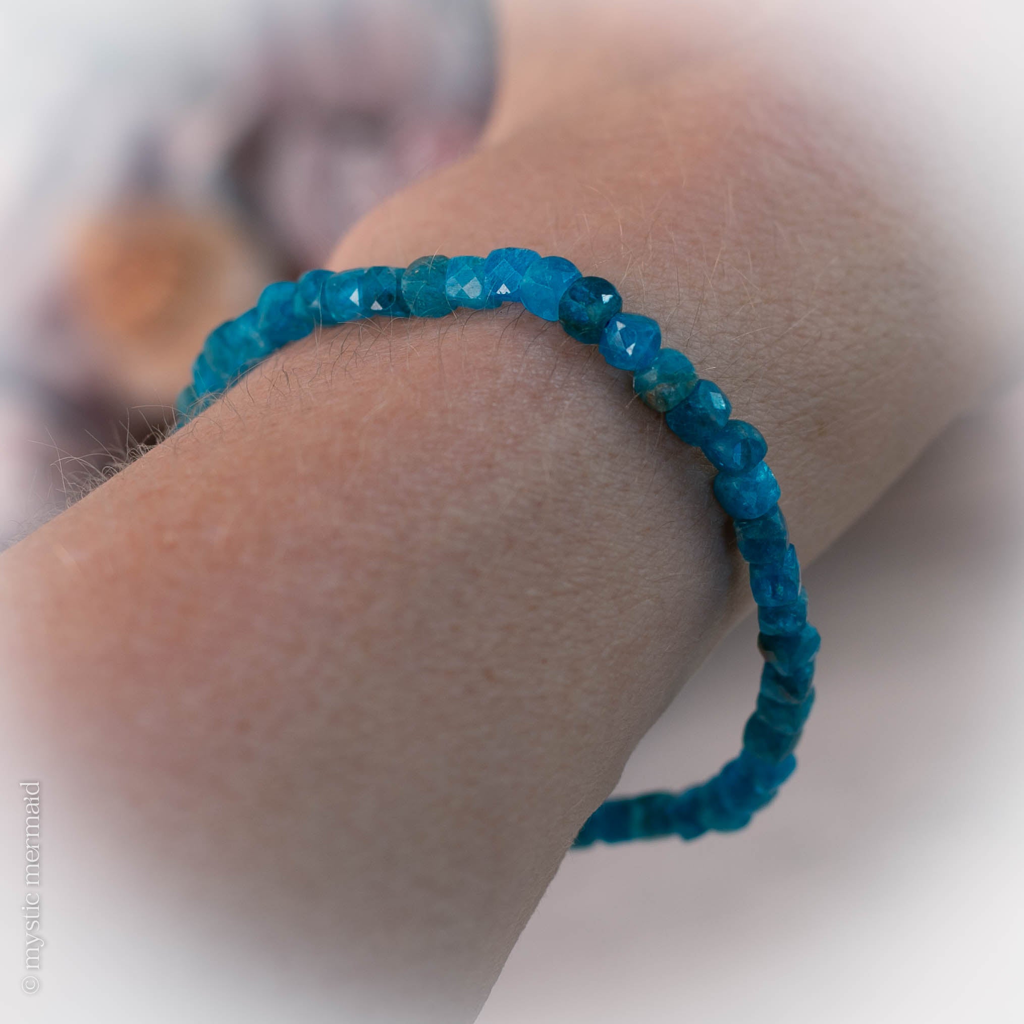 Hand Faceted Blue Apatite Bracelet