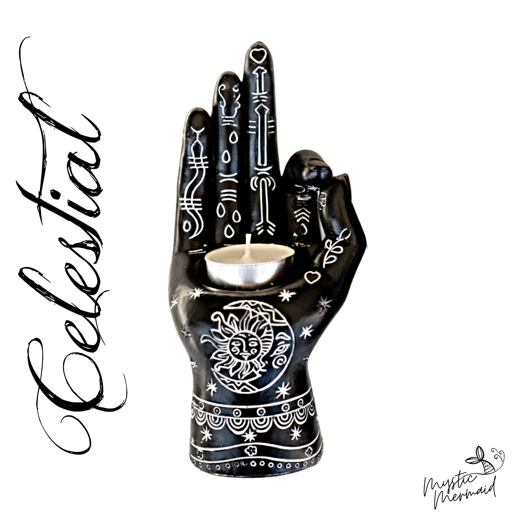 Gyan Mudra Palmistry Hand Incense, Candle and Sphere Holder