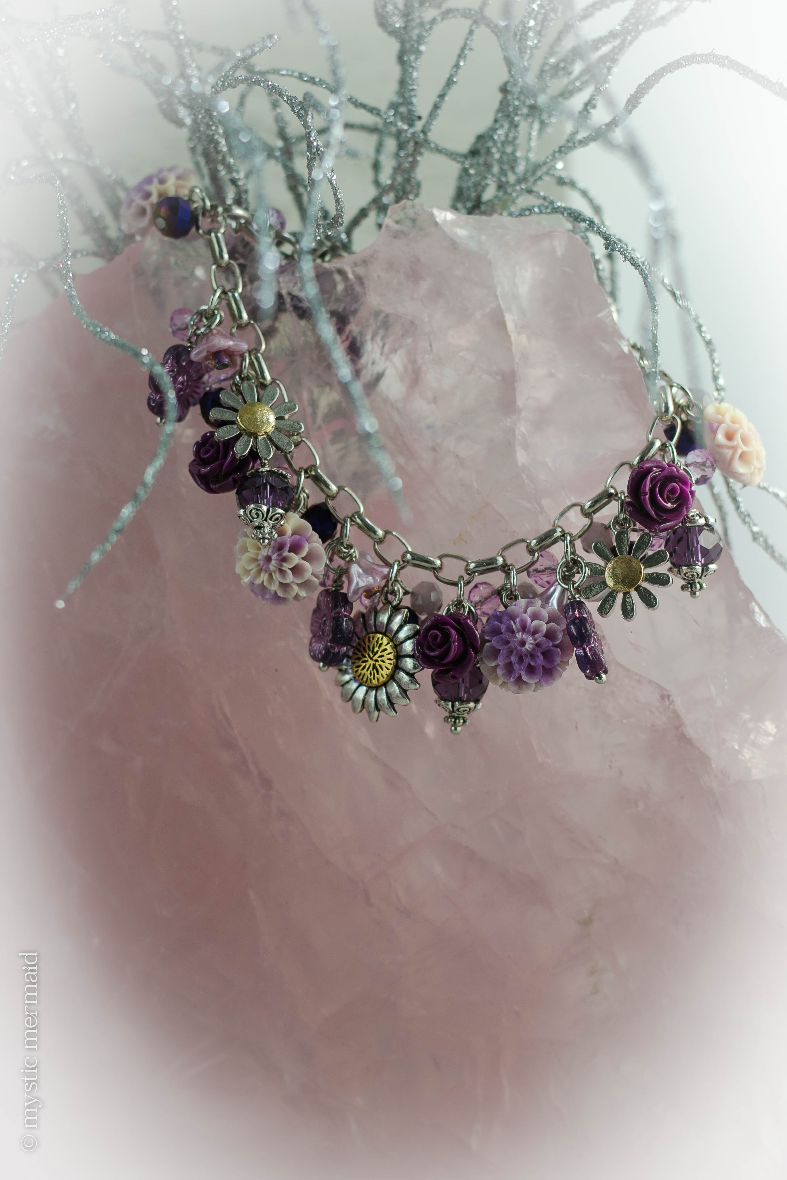 Purple Dahlia In Full Bloom Bracelet