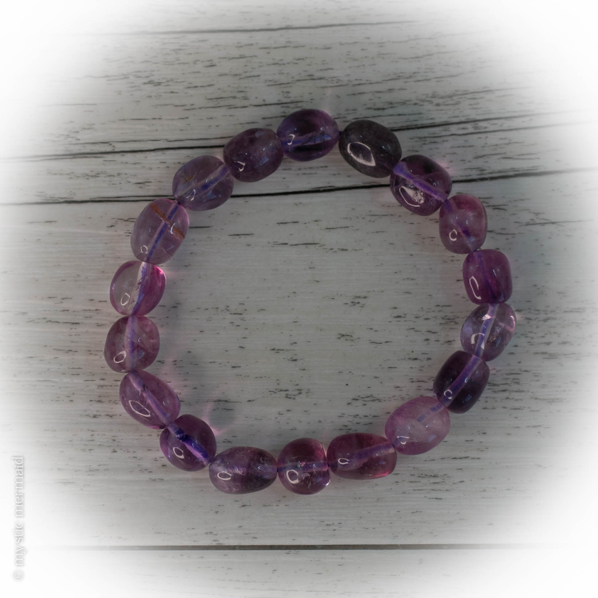 Deep Purple Fluorite Pebble Bracelet