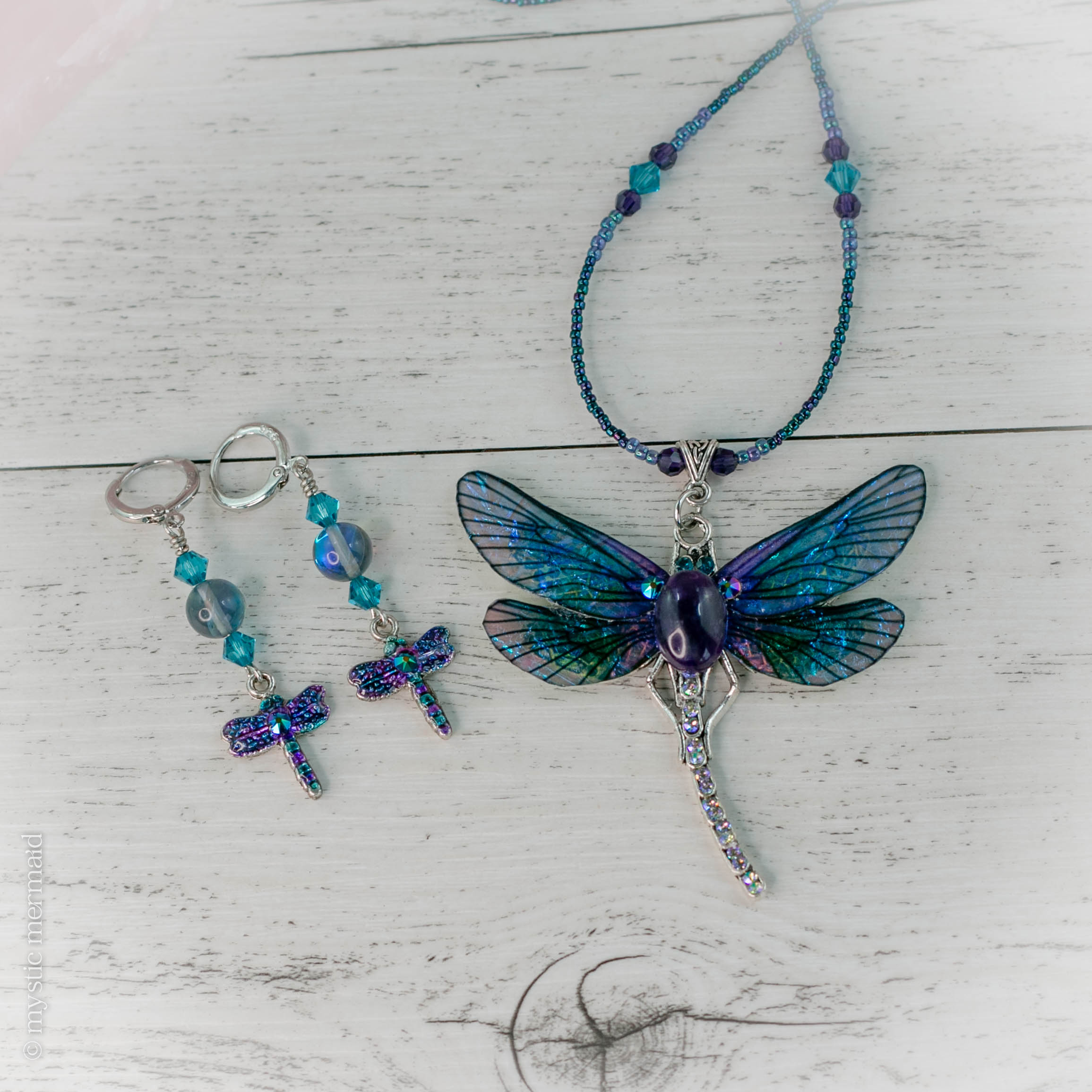 Dragonfly Rising Amethyst and Dragonfly feature necklace
