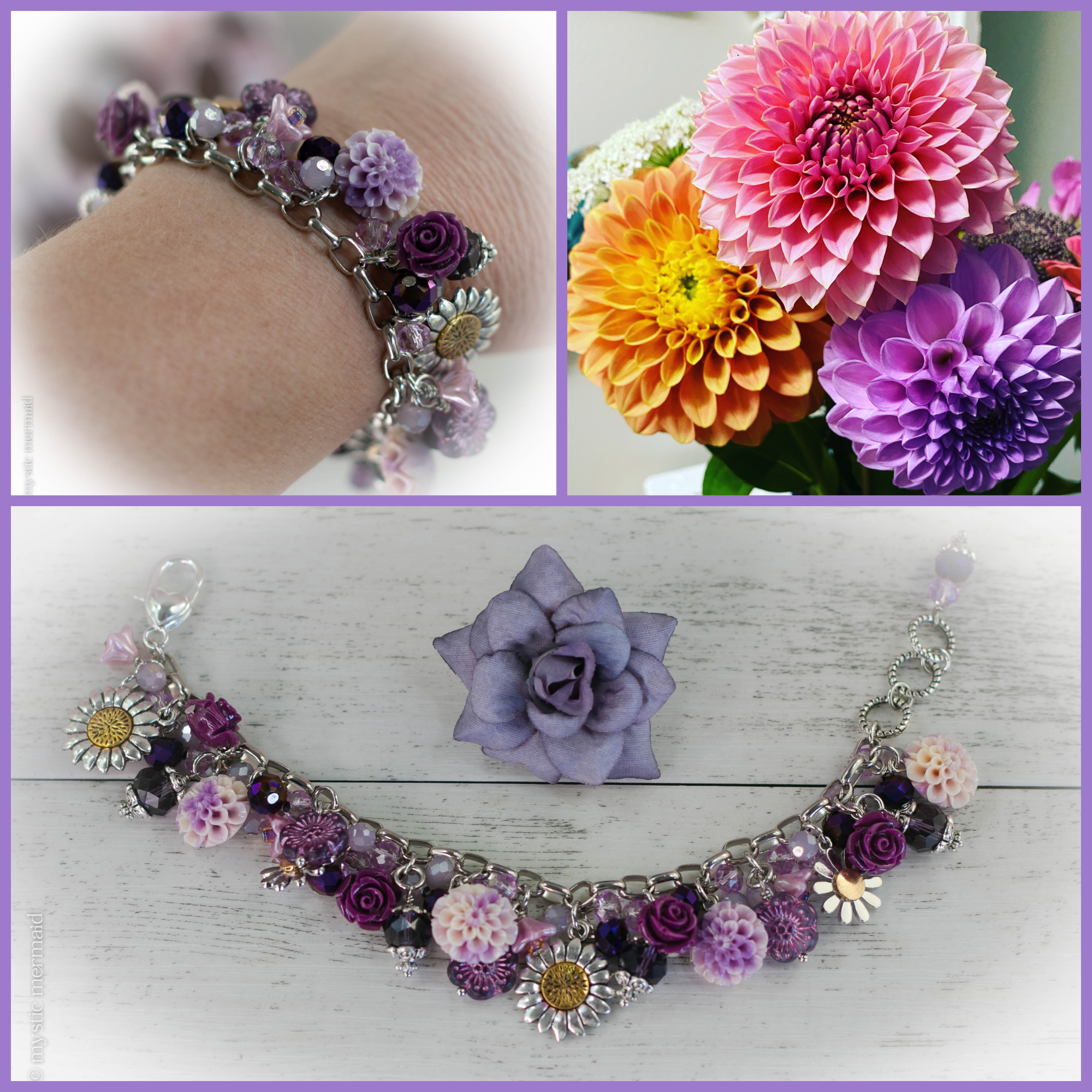 Purple Dahlia In Full Bloom Bracelet