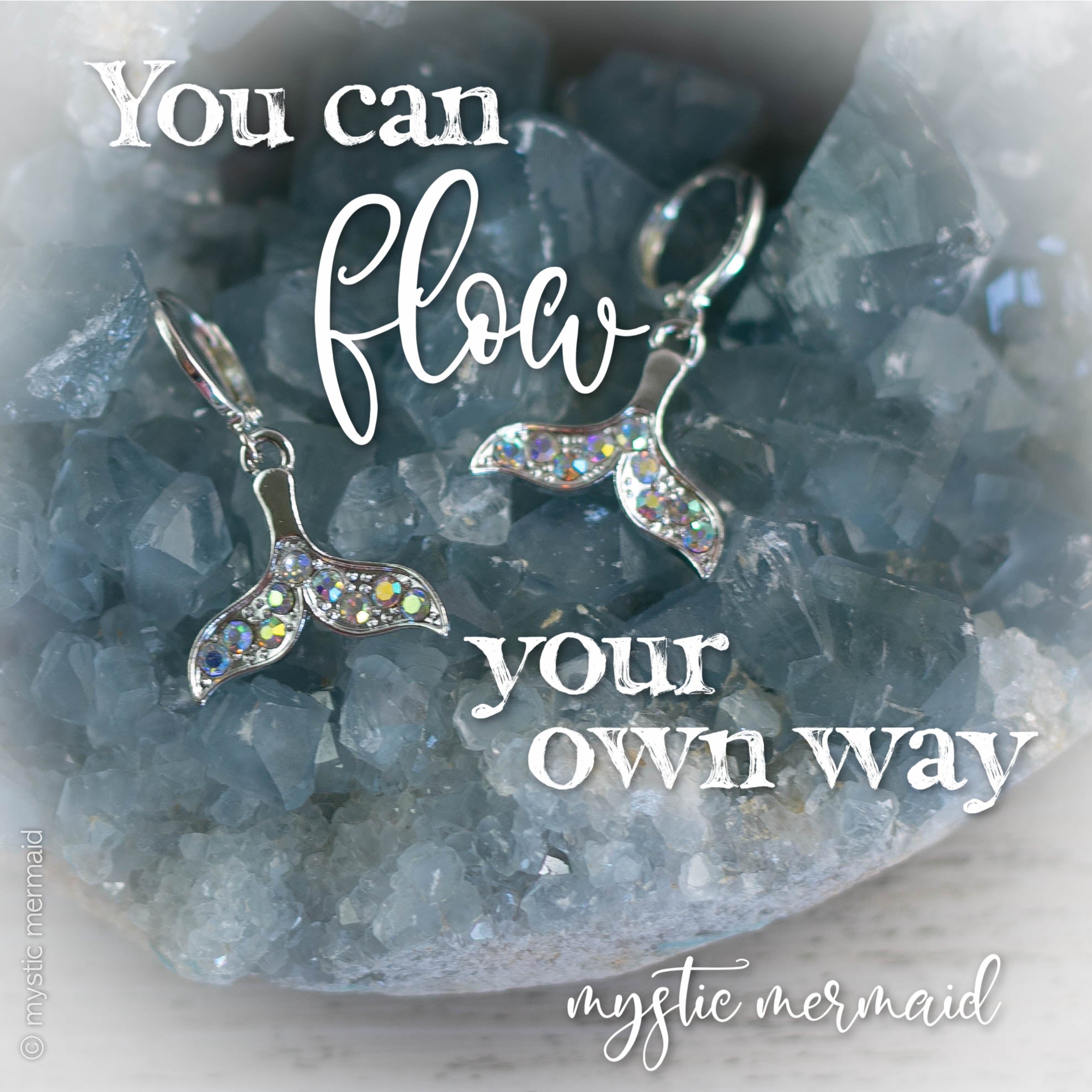 Flow Your Own Way Mermaid Tail 925 Sterling Silver Sleeper Leverback Earrings