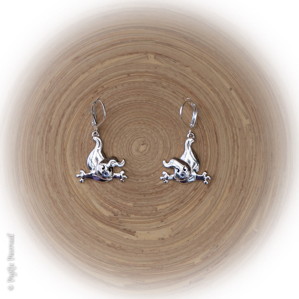 I scare you this much! Ghostly 925 Sterling Silver Leverback Earrings