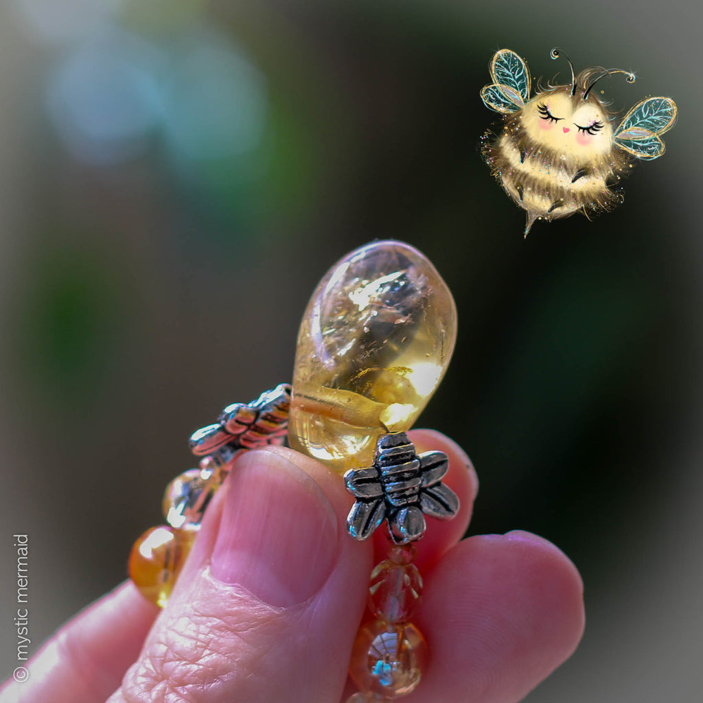 Honey Calcite Bee Happy Necklace