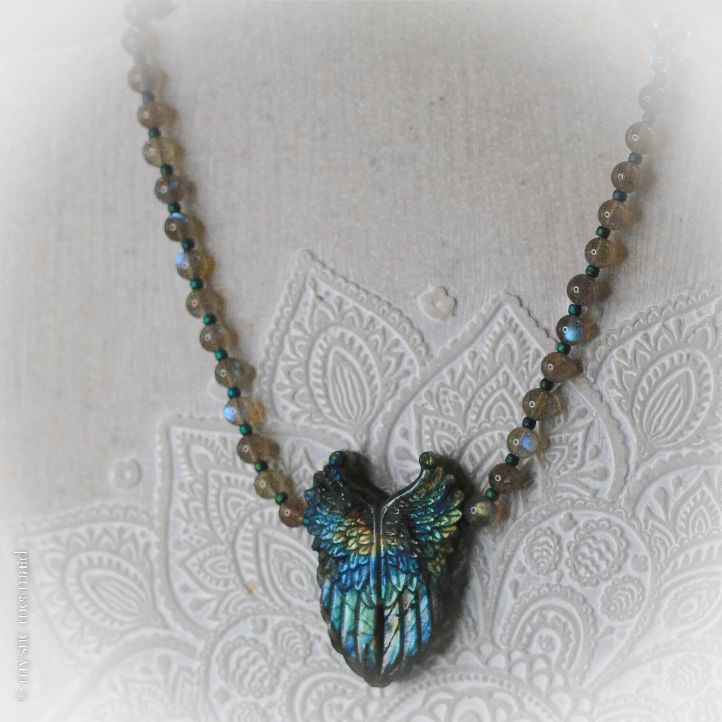 In The Arms of An Angel - Labradorite Double Wing Necklace