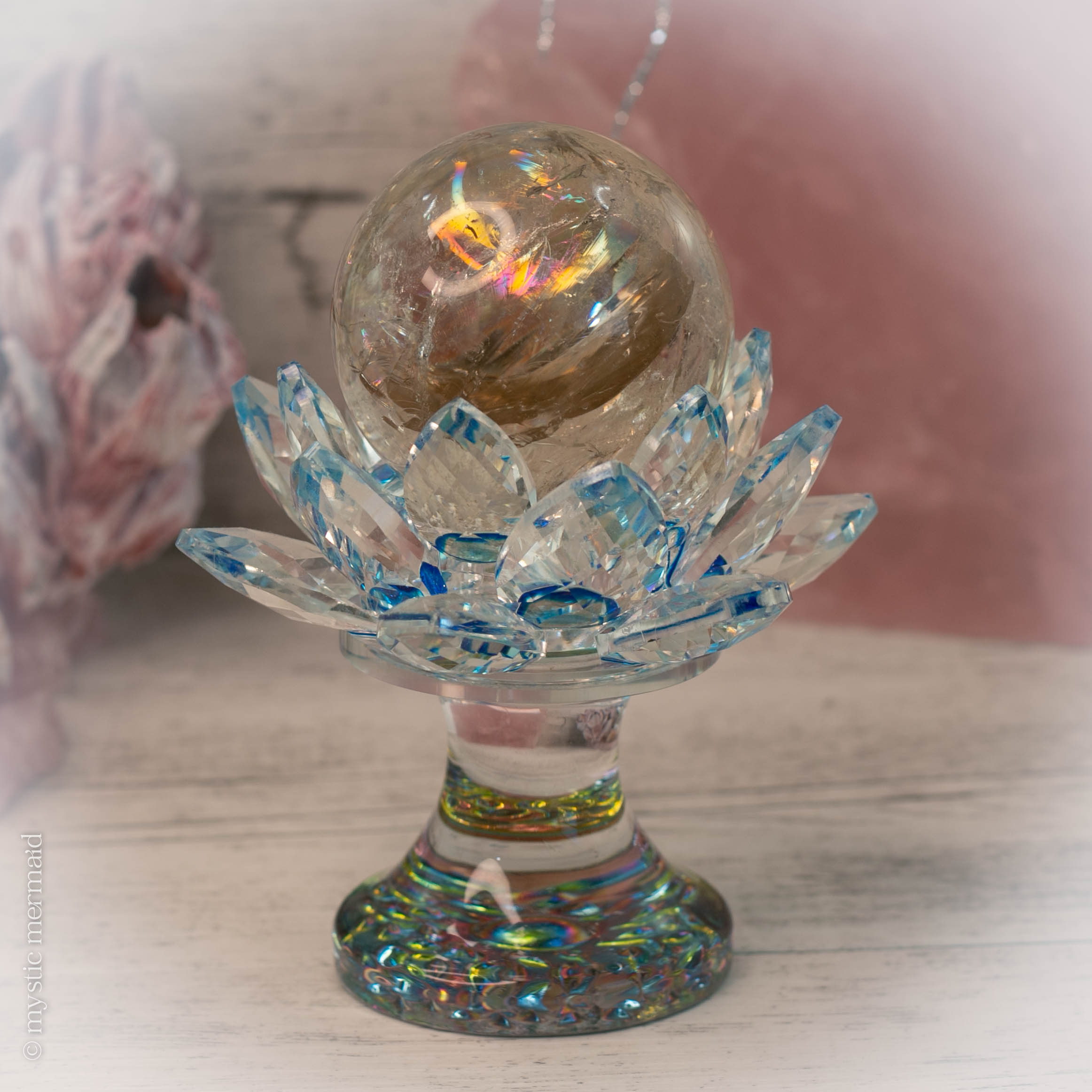 Rainbow Lotus Candle and Sphere Stand Holder