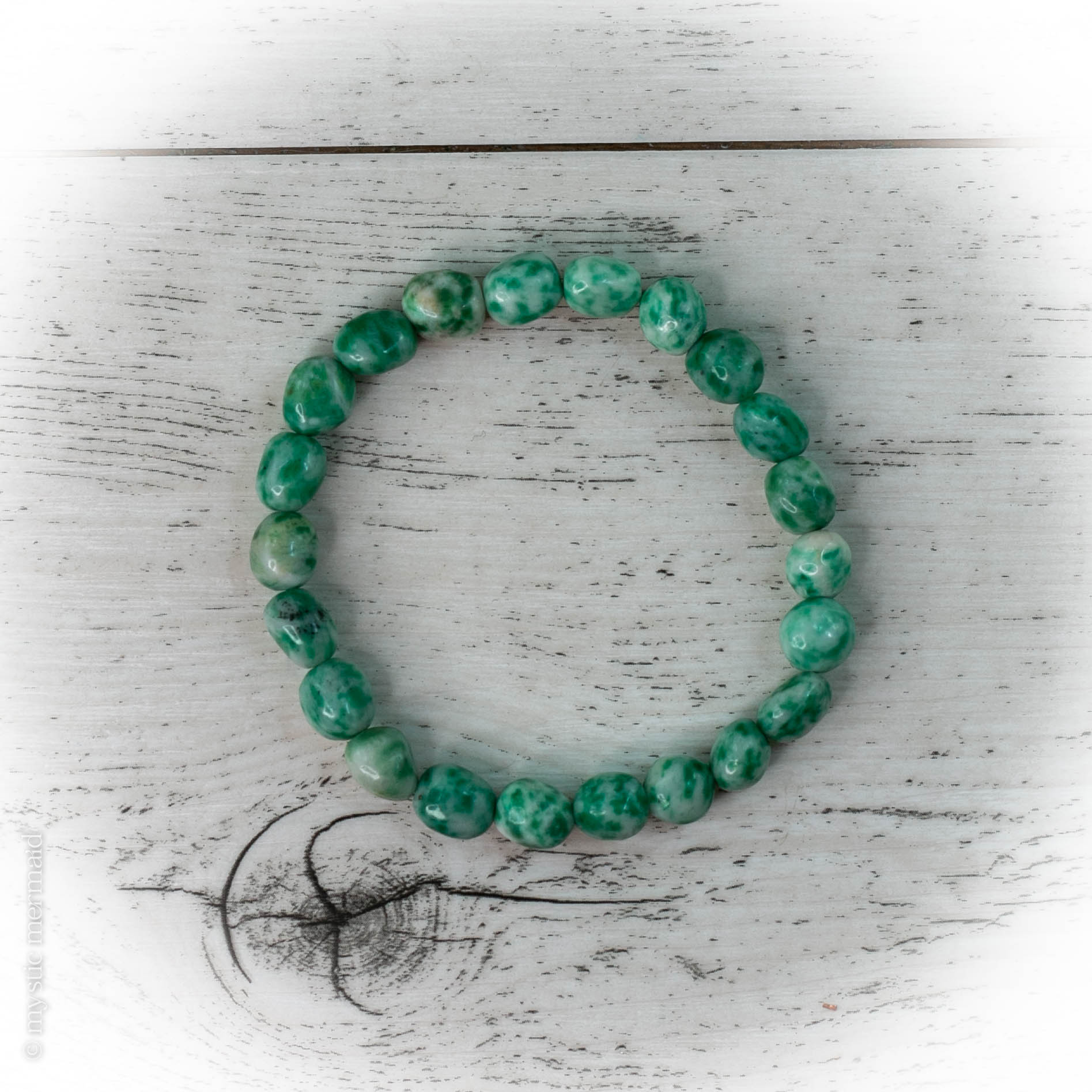 Mottled Green Jade Pebble Bracelet