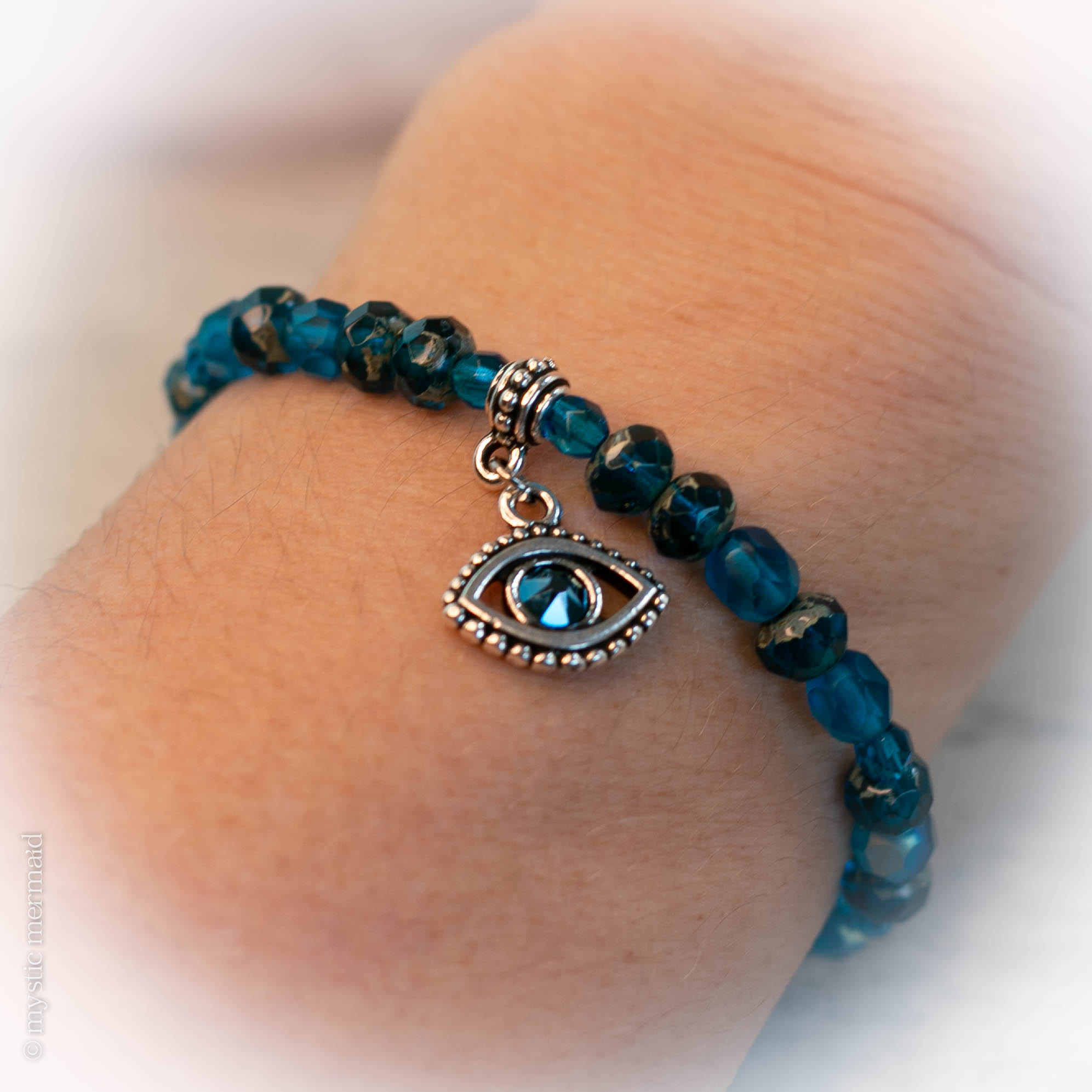 Protect what you Love Eye of Horus Czech Crystal Stretch Bracelet