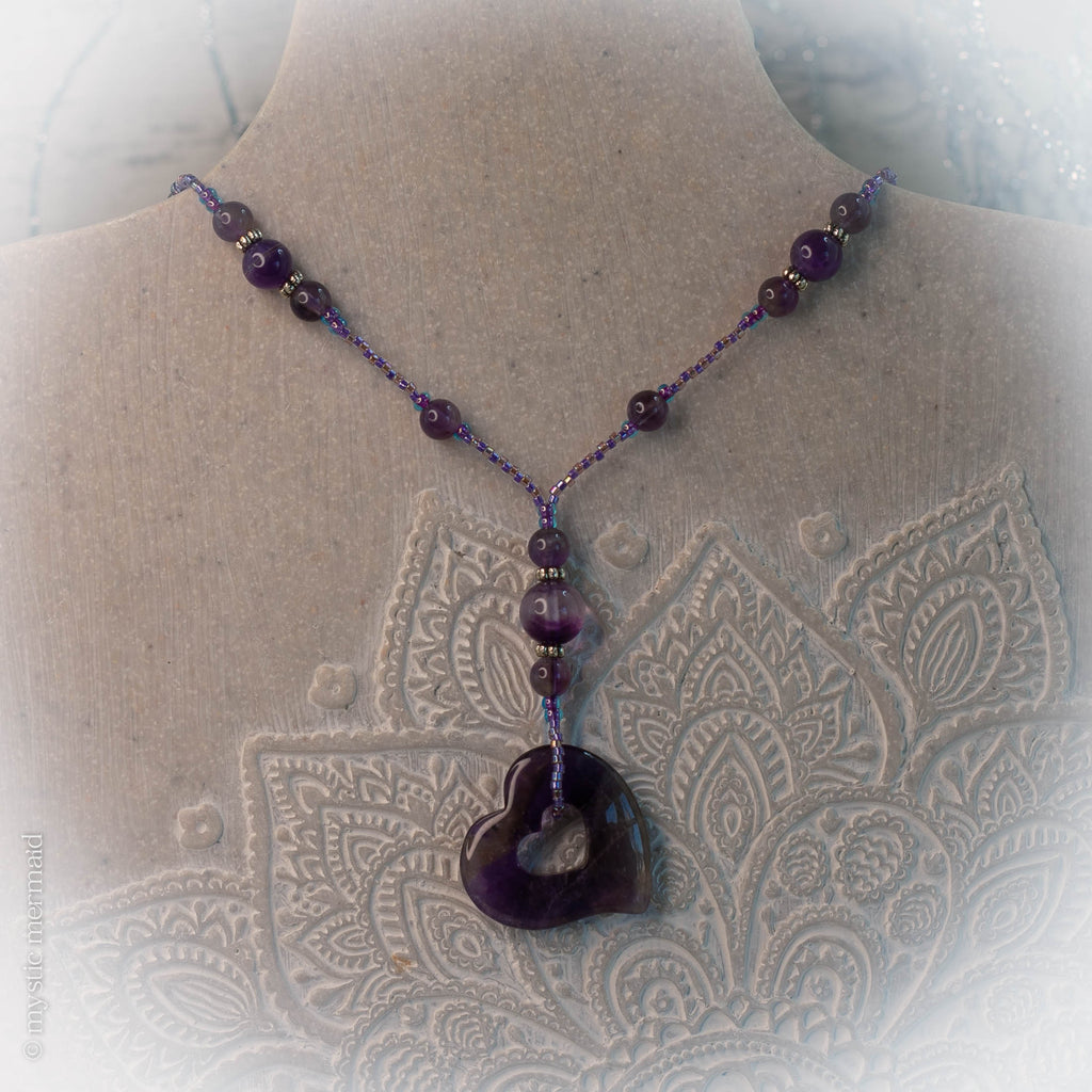 Purified - Floating Purple Fluorite Heart Necklace