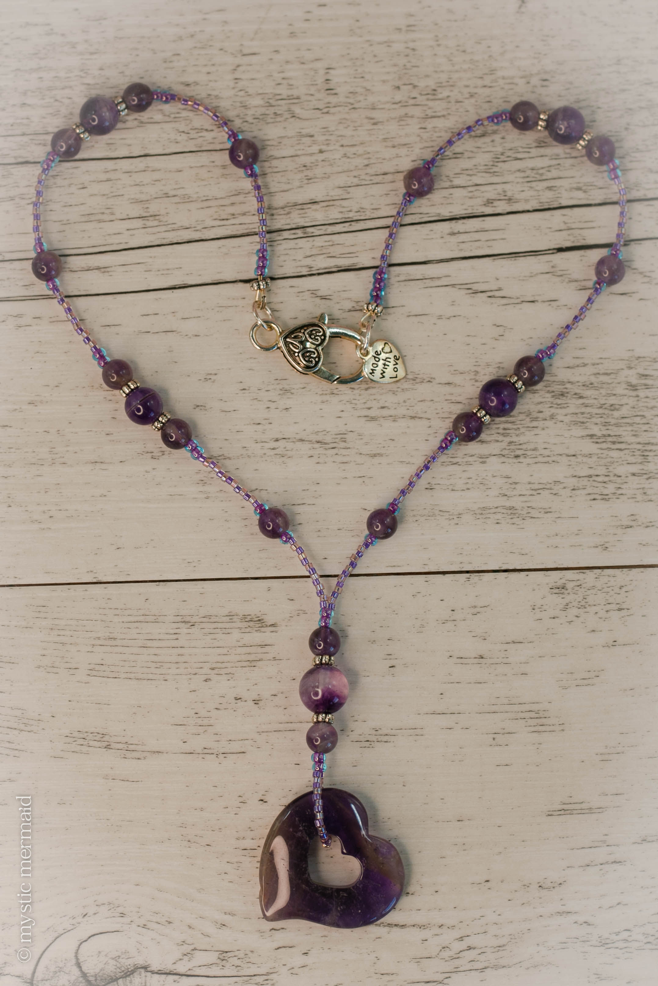 Purified - Floating Purple Fluorite Heart Necklace