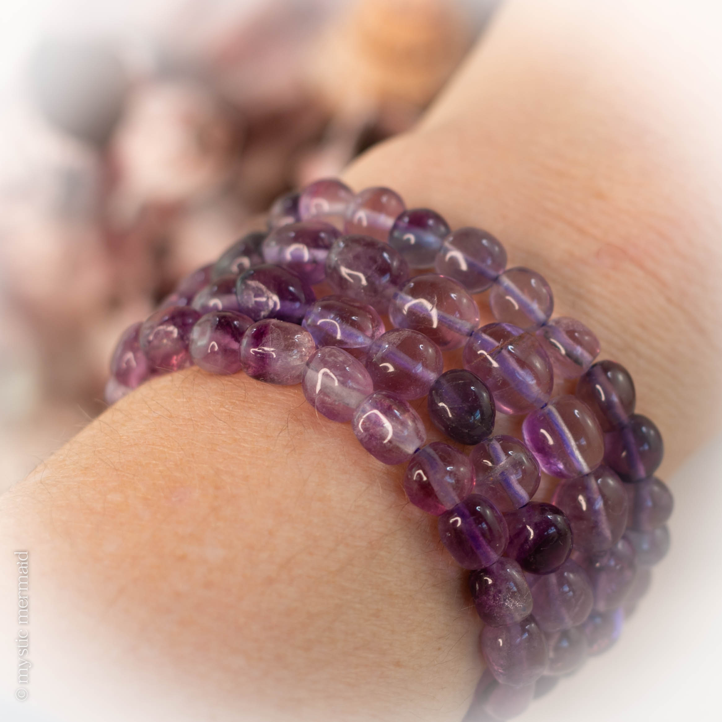 Purple Fluorite Pebble Bracelet