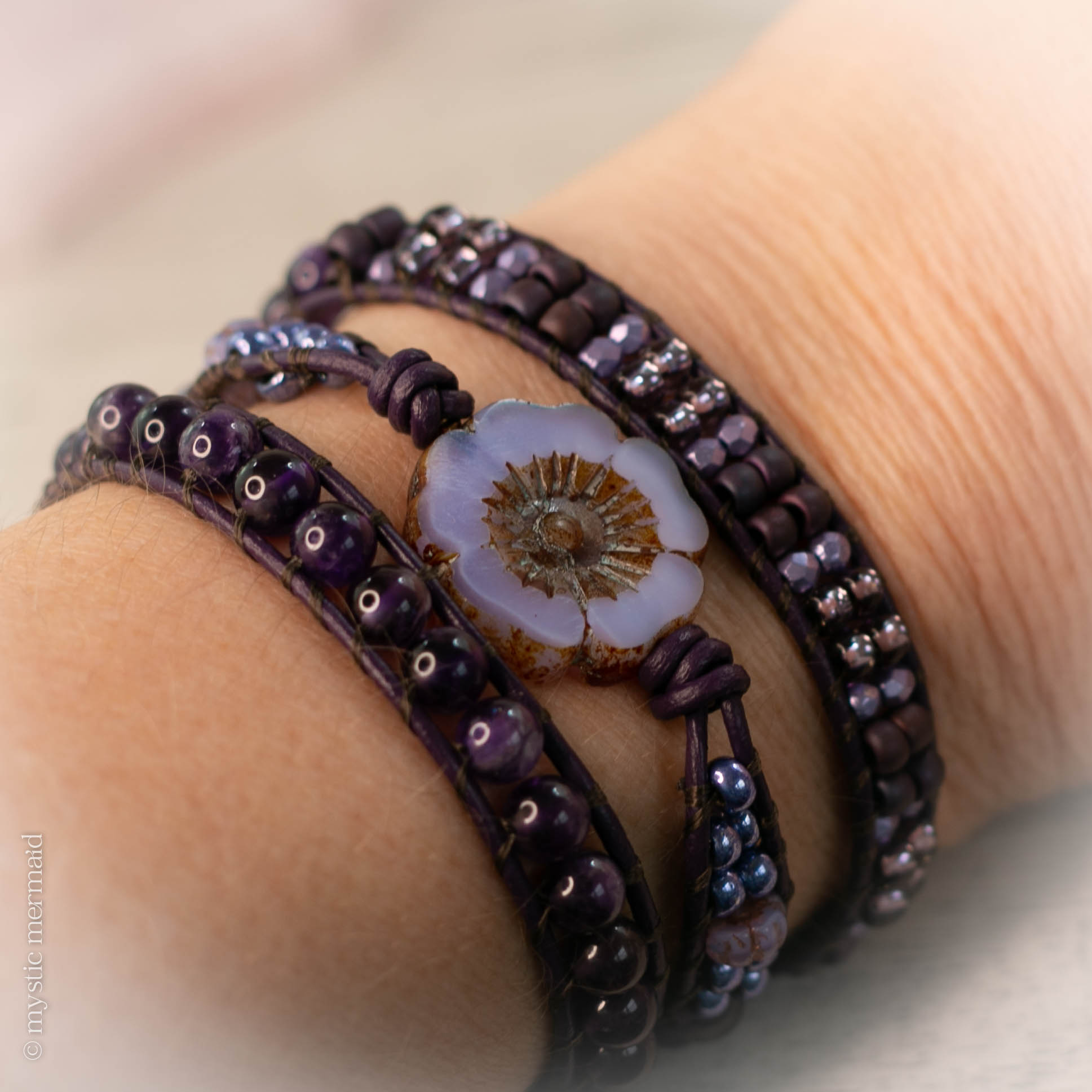 Hibiscus Dreams Amethyst Wrap bracelet