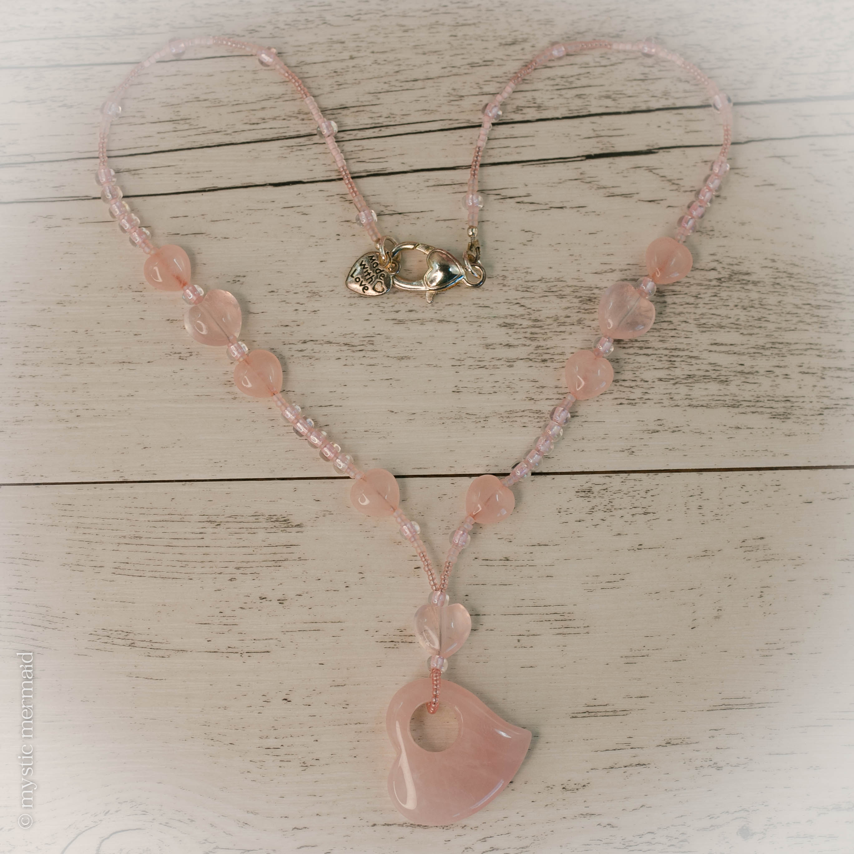 It's All About the Love - Floating Rose Quartz Heart Necklace