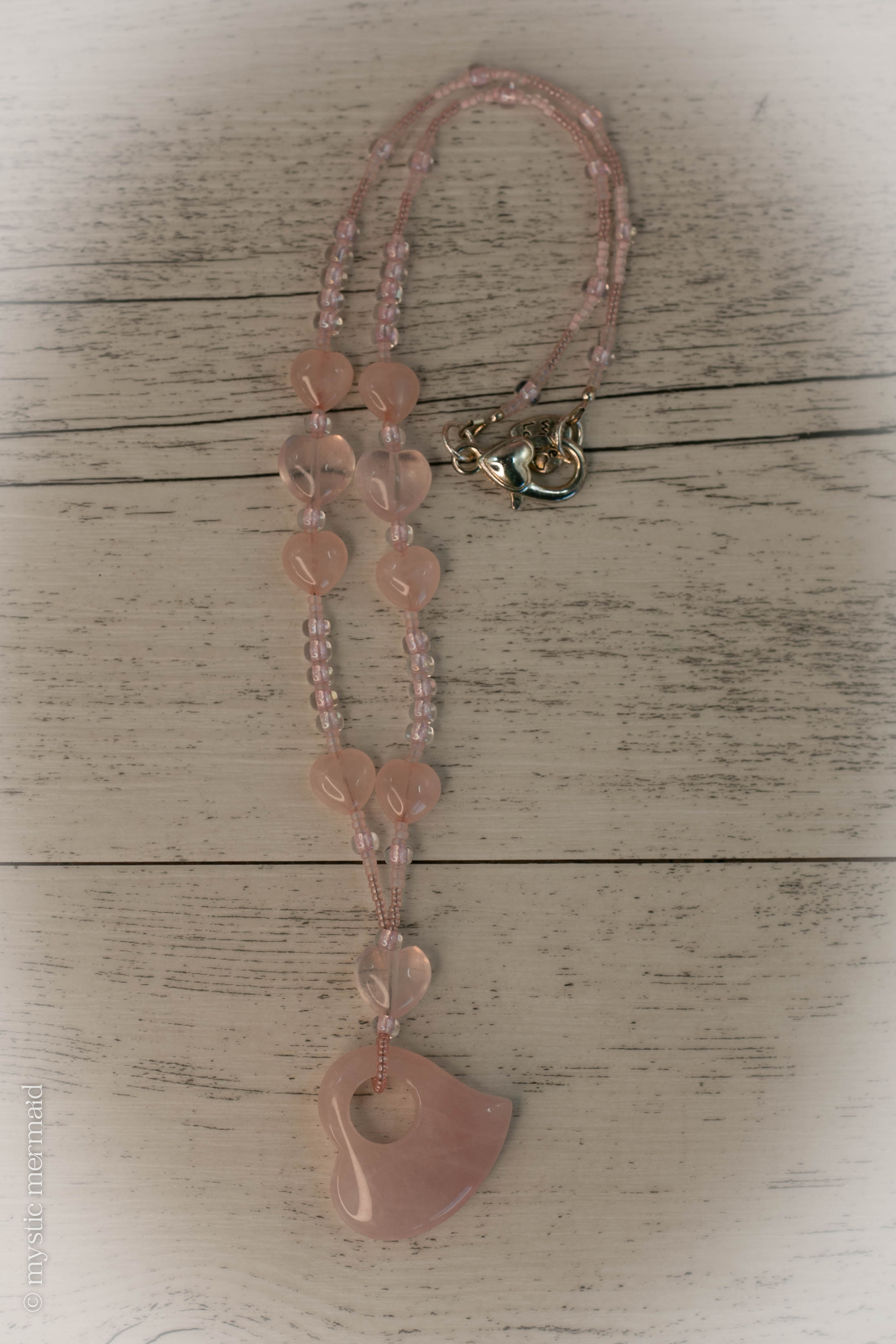 It's All About the Love - Floating Rose Quartz Heart Necklace