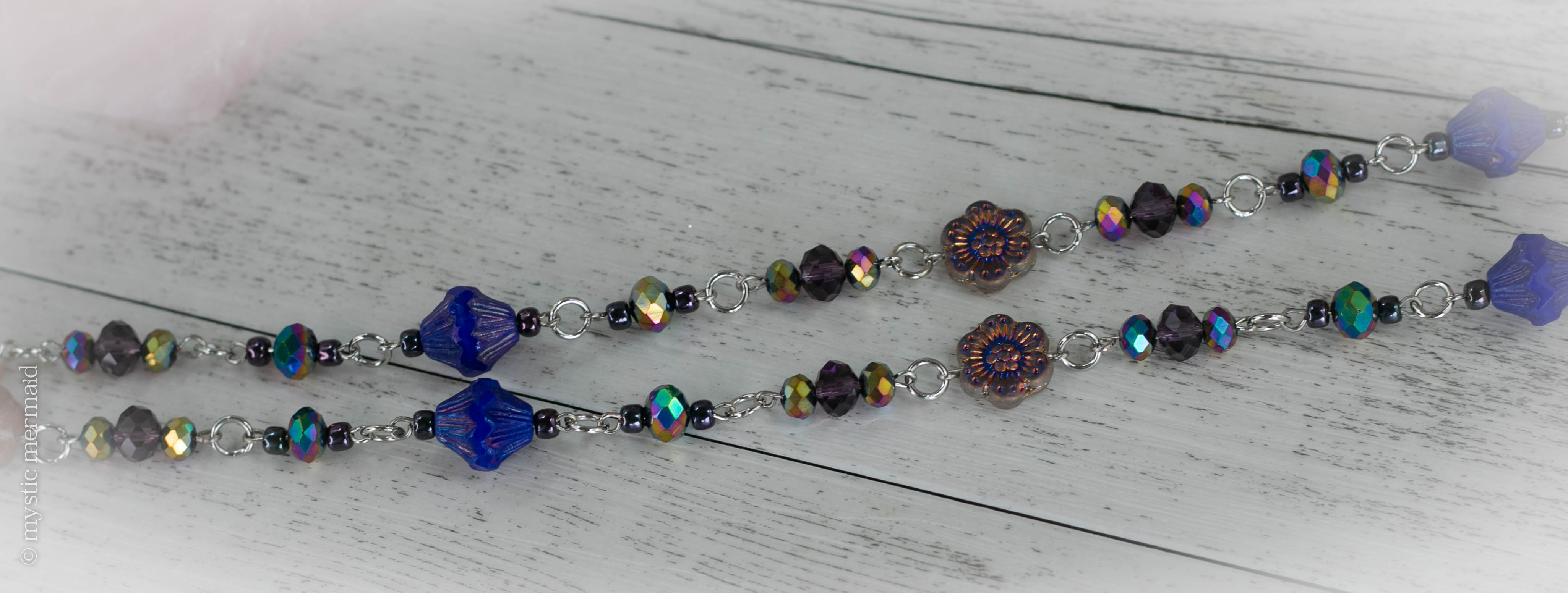 Glistening Rainbow Aura Leaf Chain Necklace
