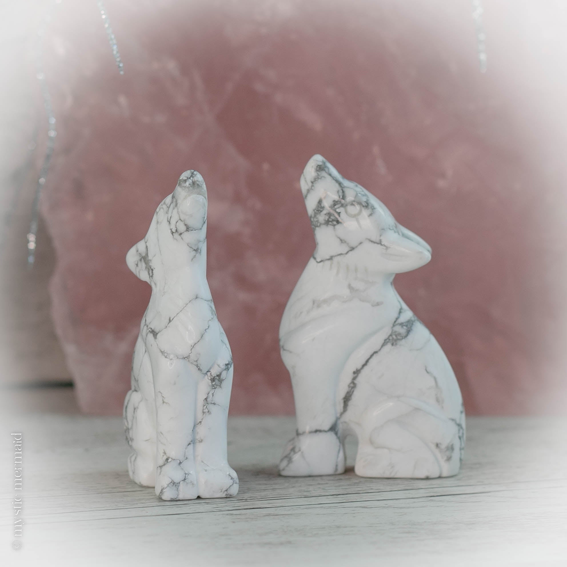 White Howlite Howling Wolf Fairtrade Crystal Carving