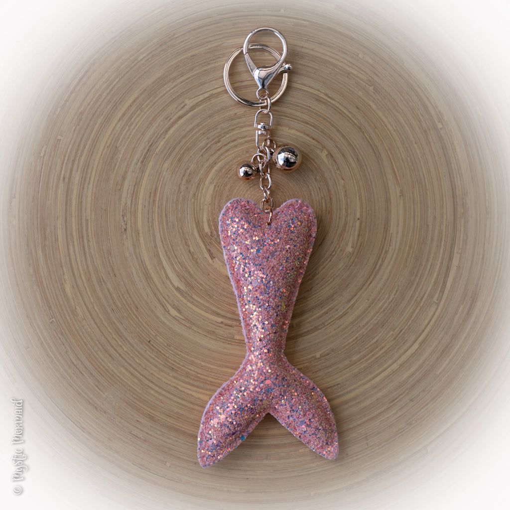 Love the Swim you are in, Coral Pink Sparkle Mermaid Tail Bag Charm